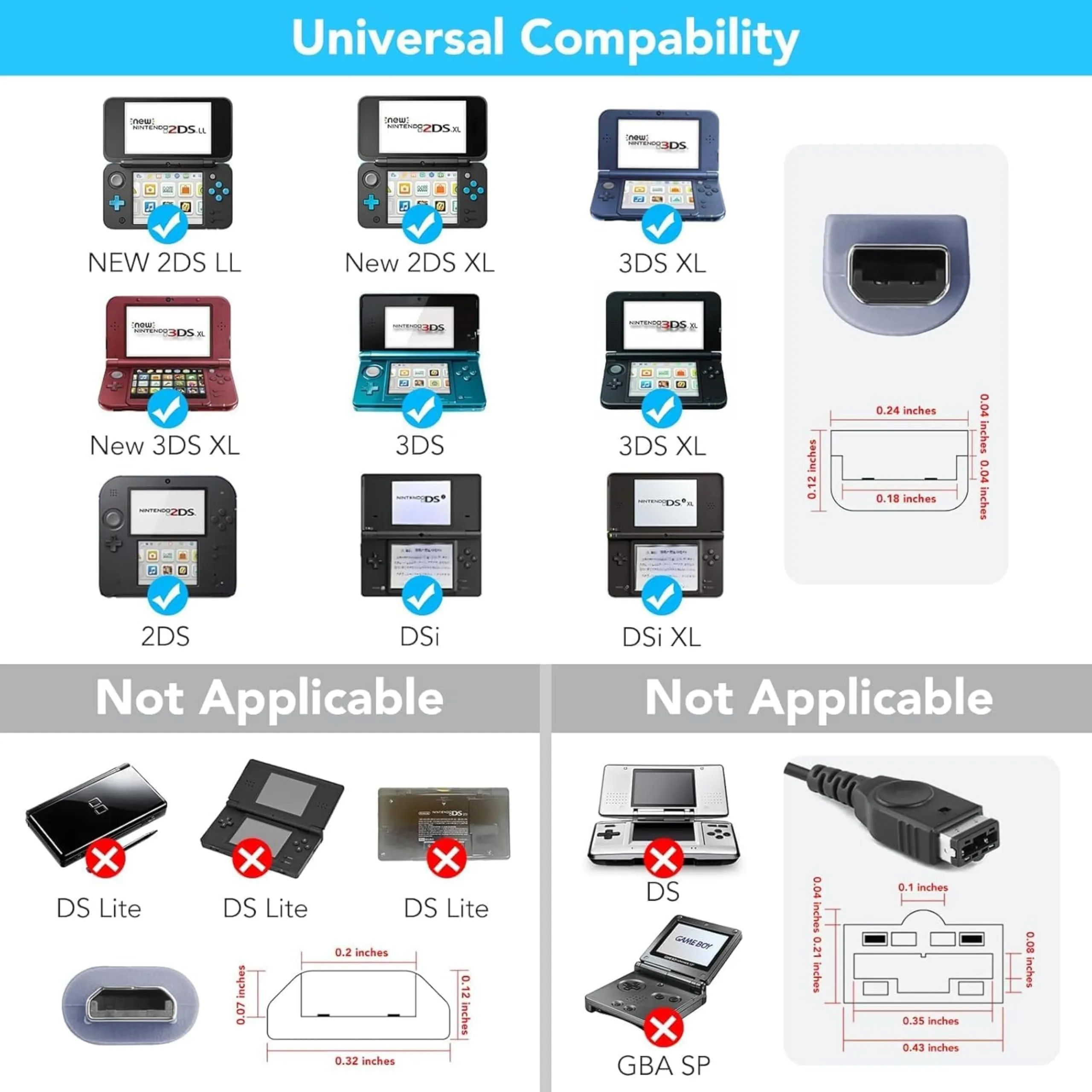 FLLAGG20 Caricatore per Nintendo 3DS, 2DS, DSi, 3DS XL (2 Pezzi) - immagine 3