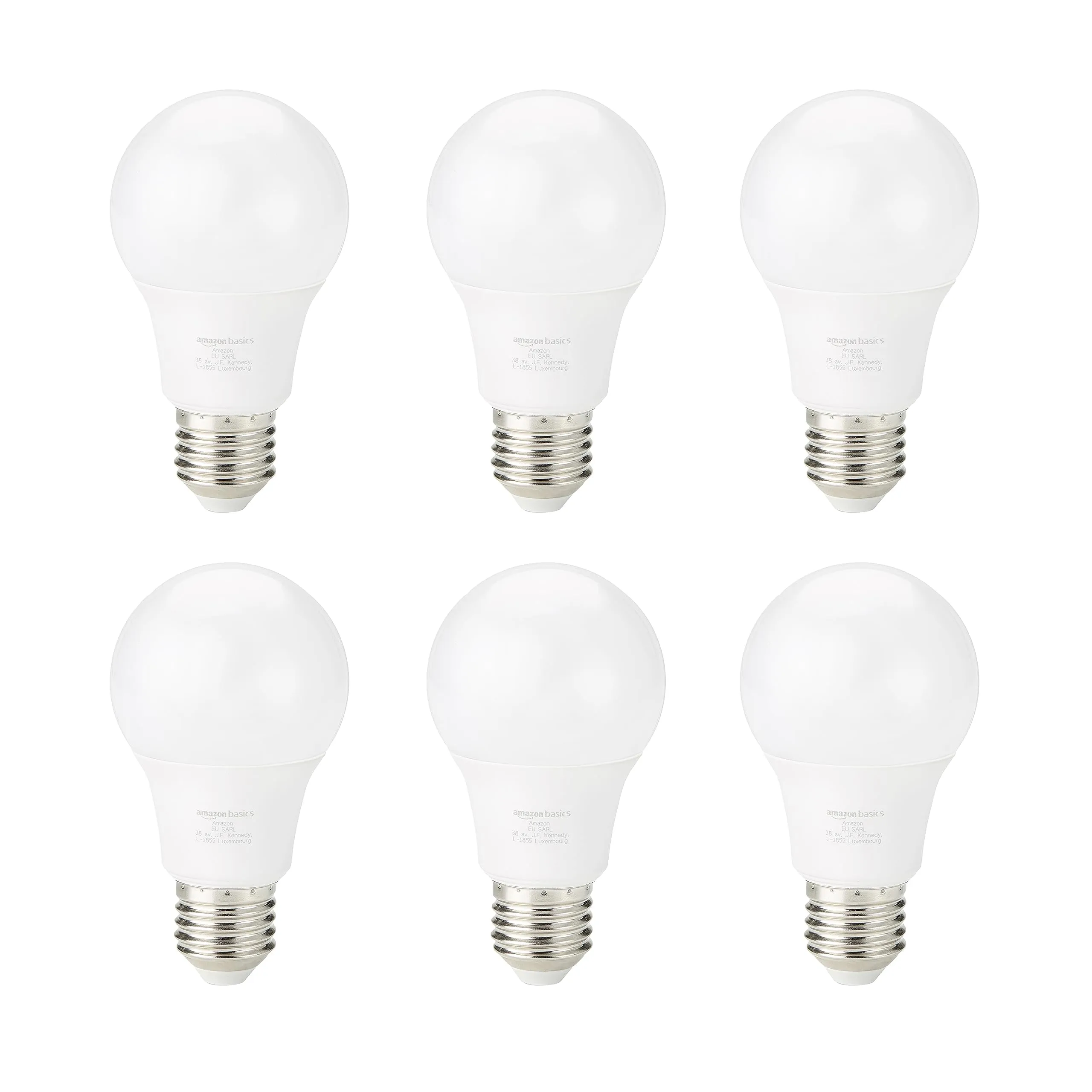 Amazon Basics Lampadine LED Edison E27, 8W (60W), Bianco Caldo, Non Dimmerabili, Confezione da 6 pezzi - immagine 1