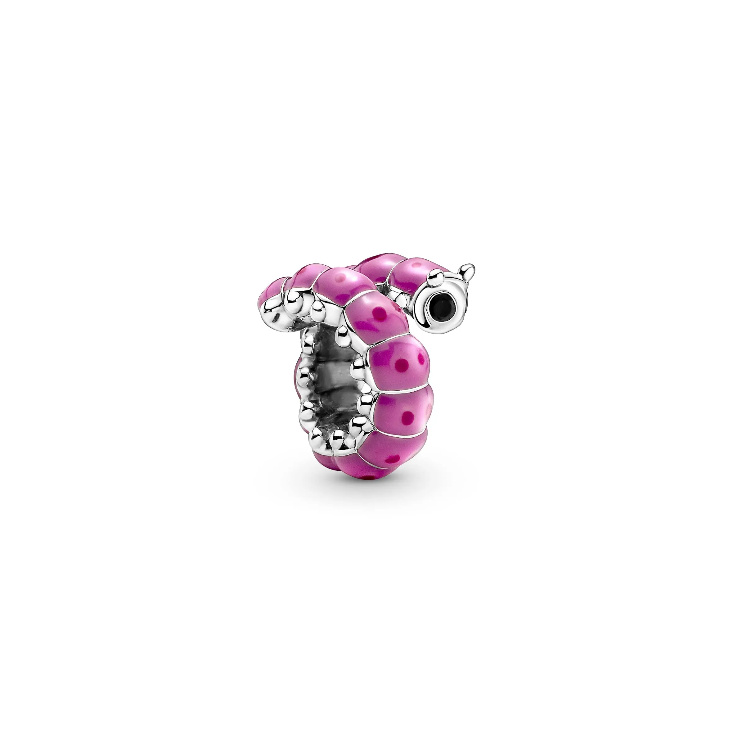 Pandora Moments Ciondolo a forma di millepiedi in argento sterling con cristallo nero e smalto rosa e rosa scuro - immagine 2
