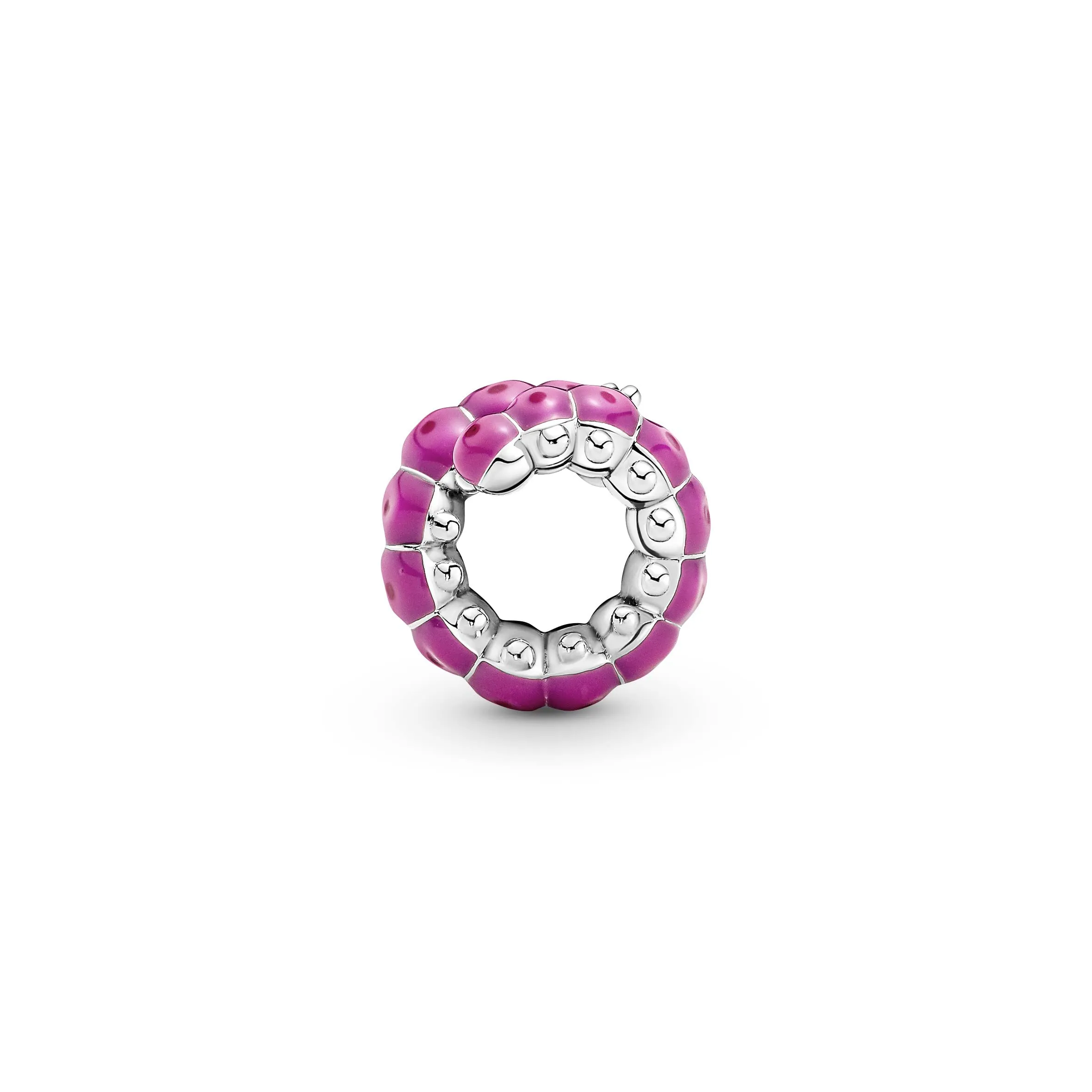 Pandora Moments Ciondolo a forma di millepiedi in argento sterling con cristallo nero e smalto rosa e rosa scuro - immagine 4