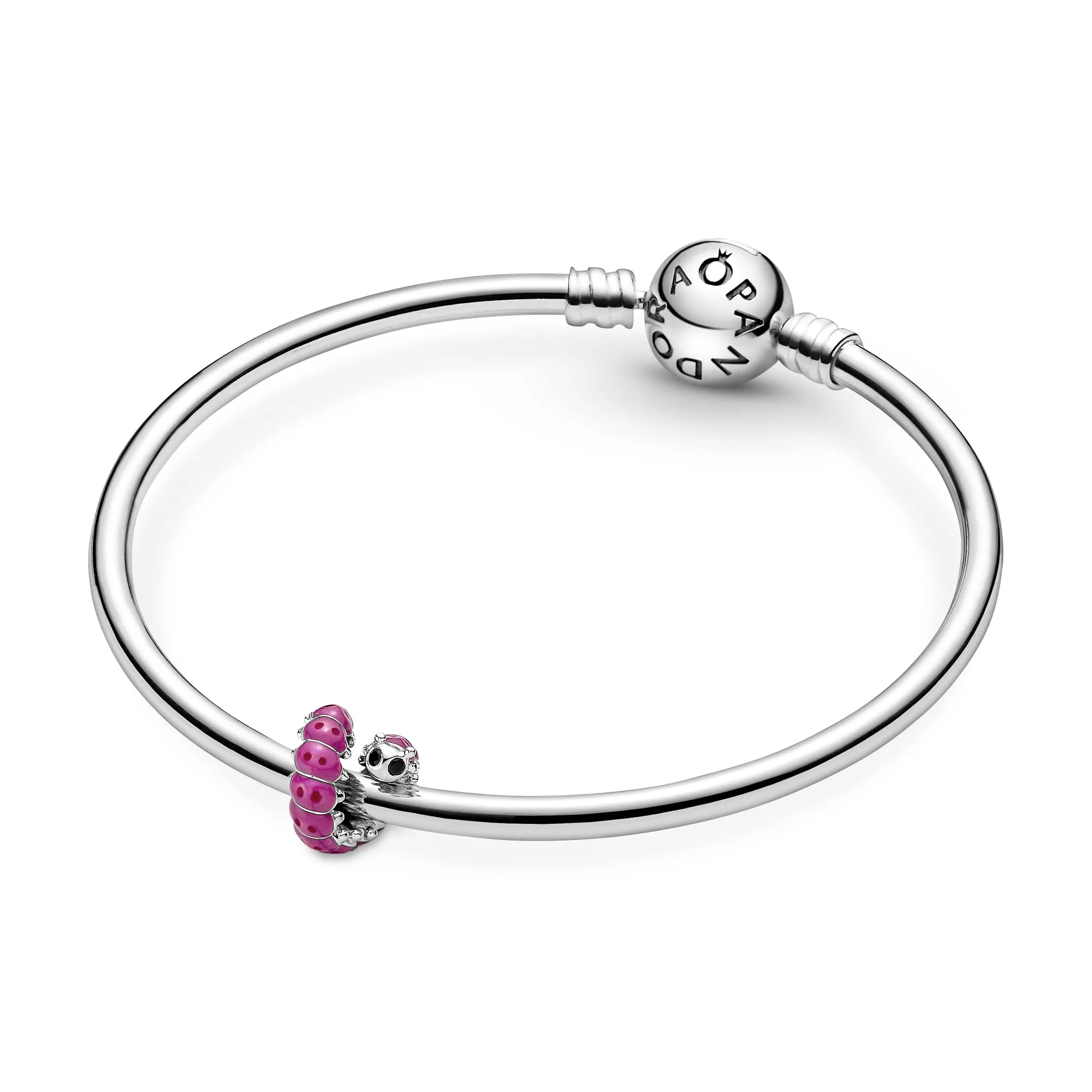 Pandora Moments Ciondolo a forma di millepiedi in argento sterling con cristallo nero e smalto rosa e rosa scuro - immagine 5