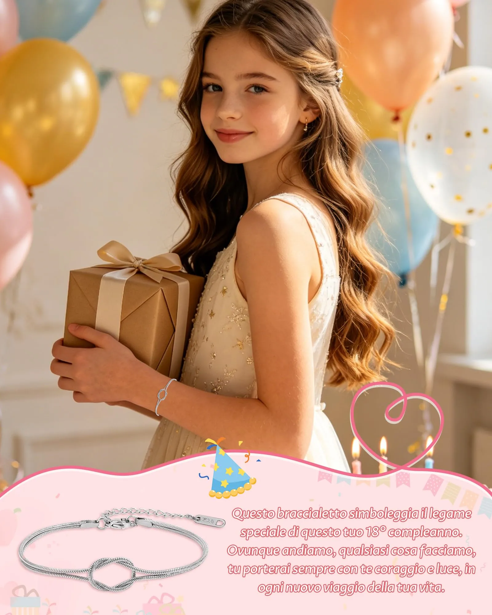 Cheerslife Bracciale con Ciondolo a Nodo per Ragazza - immagine 2