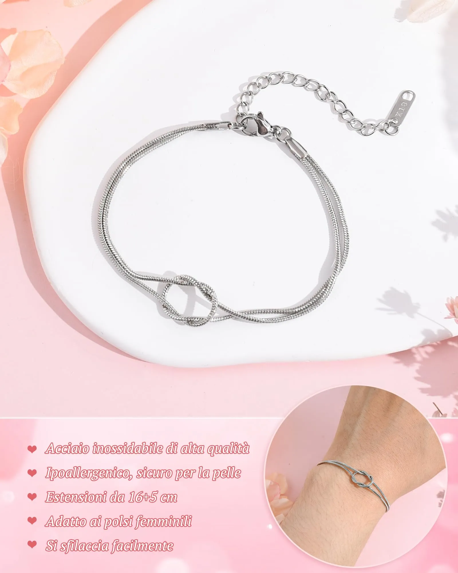 Cheerslife Bracciale con Ciondolo a Nodo per Ragazza - immagine 4