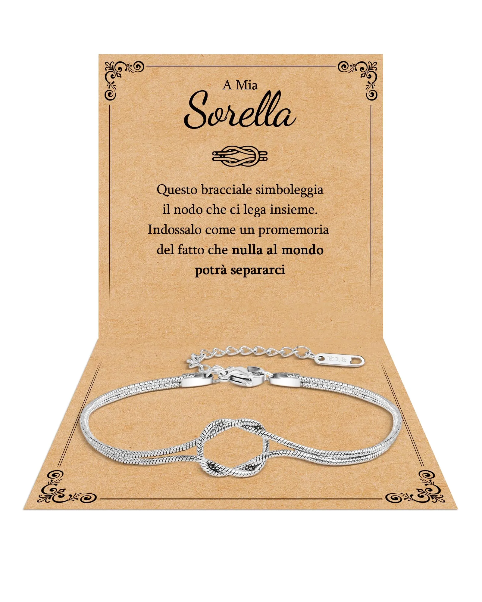 Cheerslife Braccialetto Nodo d'Amore Infinito per Sorella con Confezione Regalo e Biglietto - immagine 1