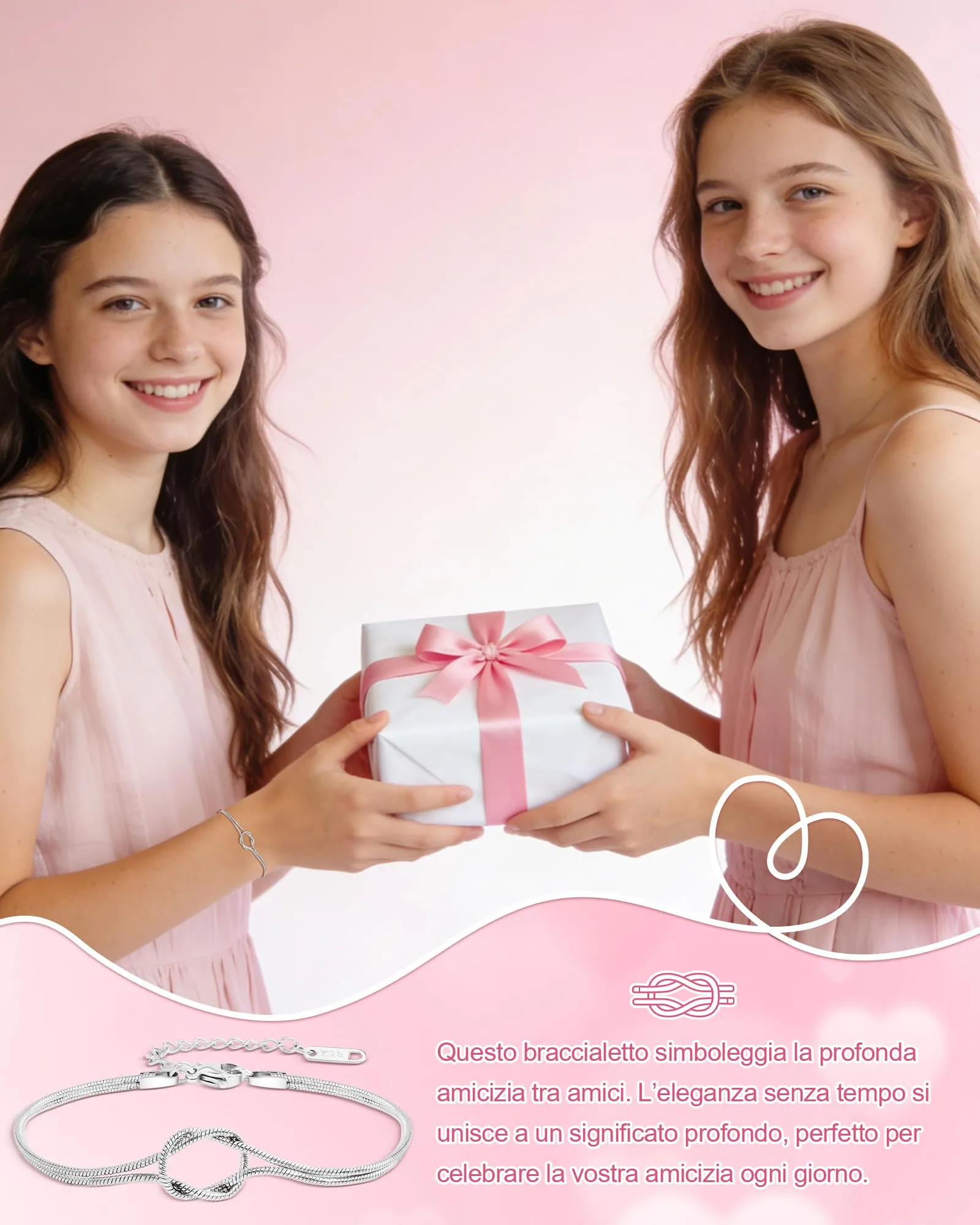 Cheerslife Braccialetto Nodo d'Amore Infinito per Sorella con Confezione Regalo e Biglietto - immagine 2