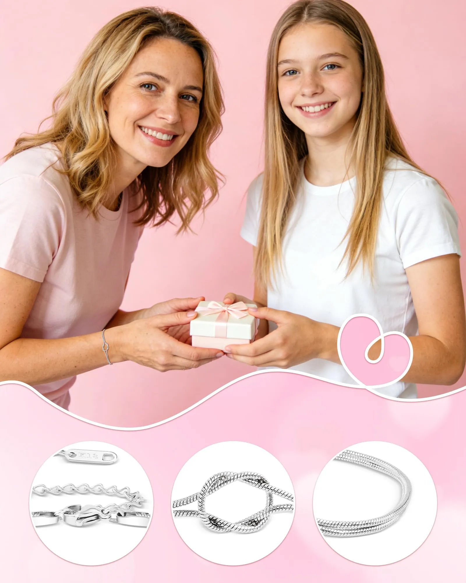 Cheerslife Bracciale Donna con Nodo d'Amore Infinito, Regolabile 16+5 cm - immagine 5
