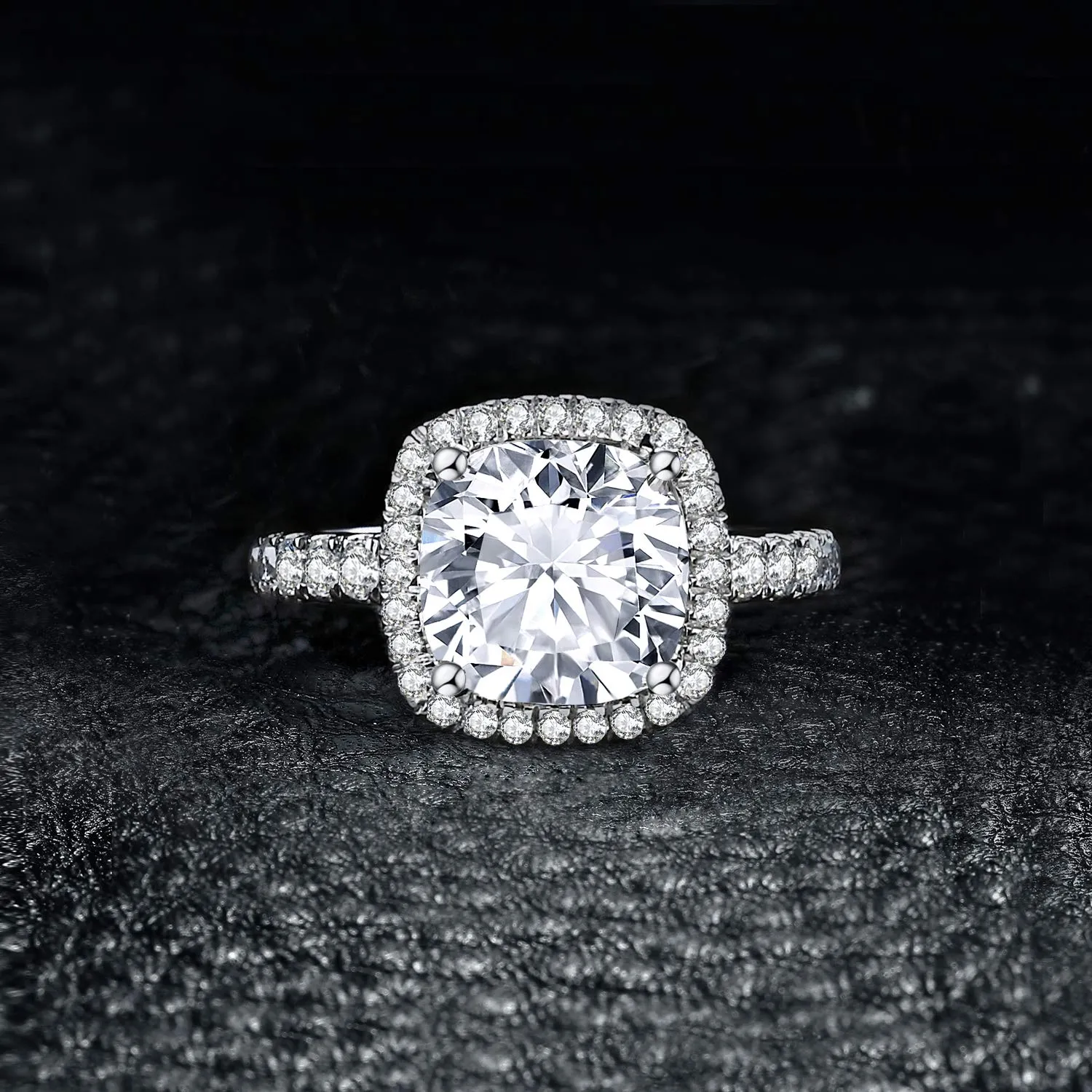 JewelryPalace Anello Solitario Donna 3ct Zirconi Taglio Cuscino Placcato Oro Bianco 14K - immagine 3