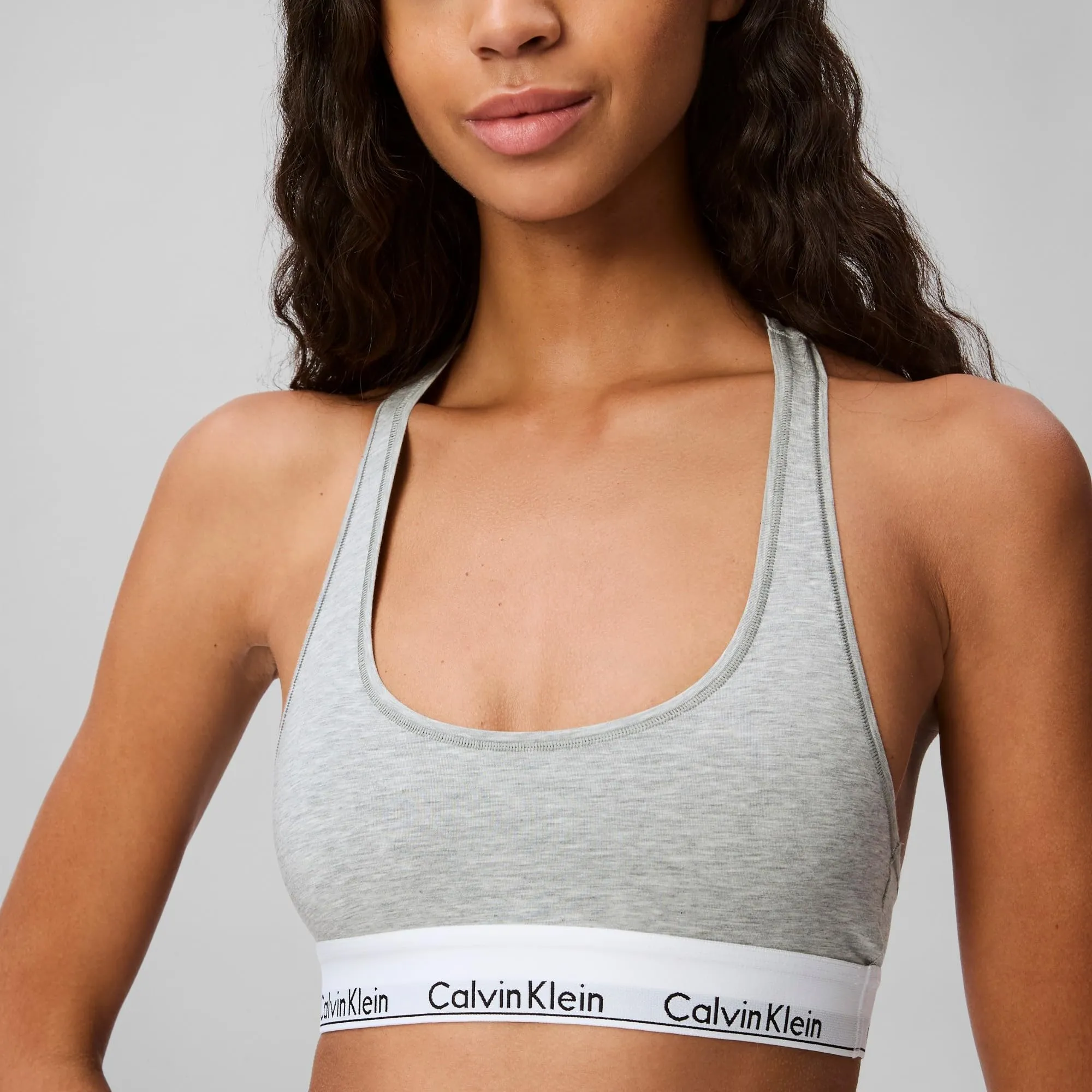 Calvin Klein Donna Reggiseno a Bralette Unlined Sportivo, Grigio (Grey Heather), L - immagine 2