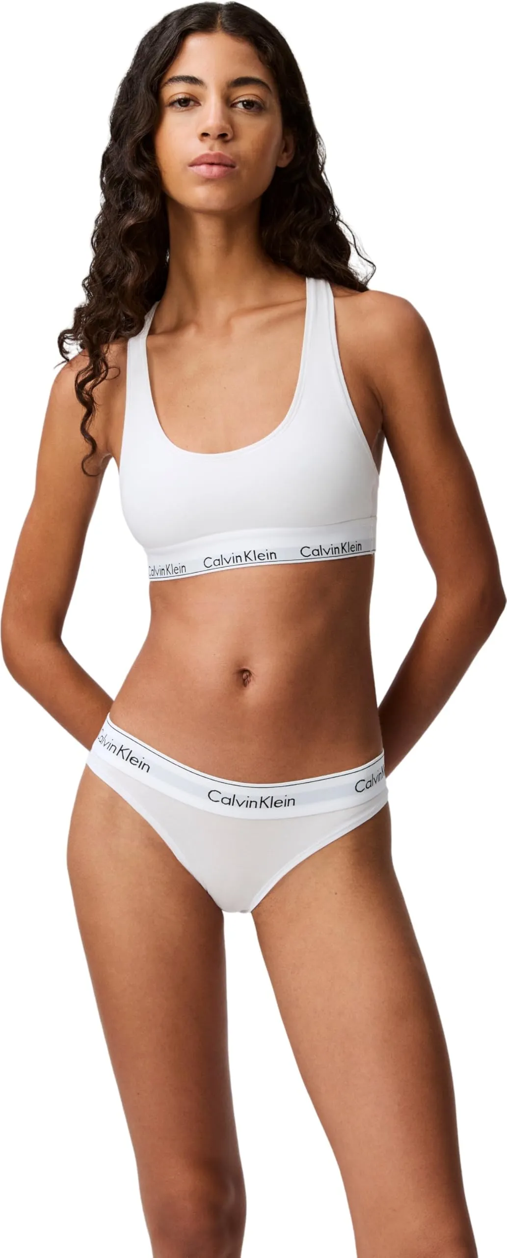 Calvin Klein Donna Reggiseno a Bralette Unlined Sportivo, Bianco, L - immagine 1