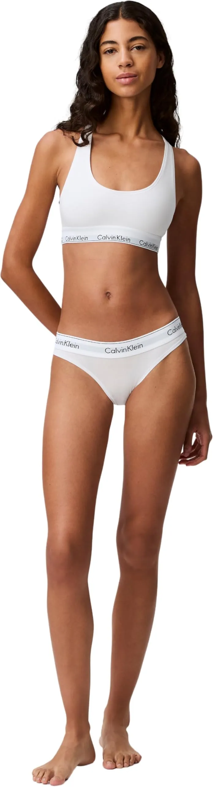 Calvin Klein Donna Reggiseno a Bralette Unlined Sportivo, Bianco, L - immagine 5