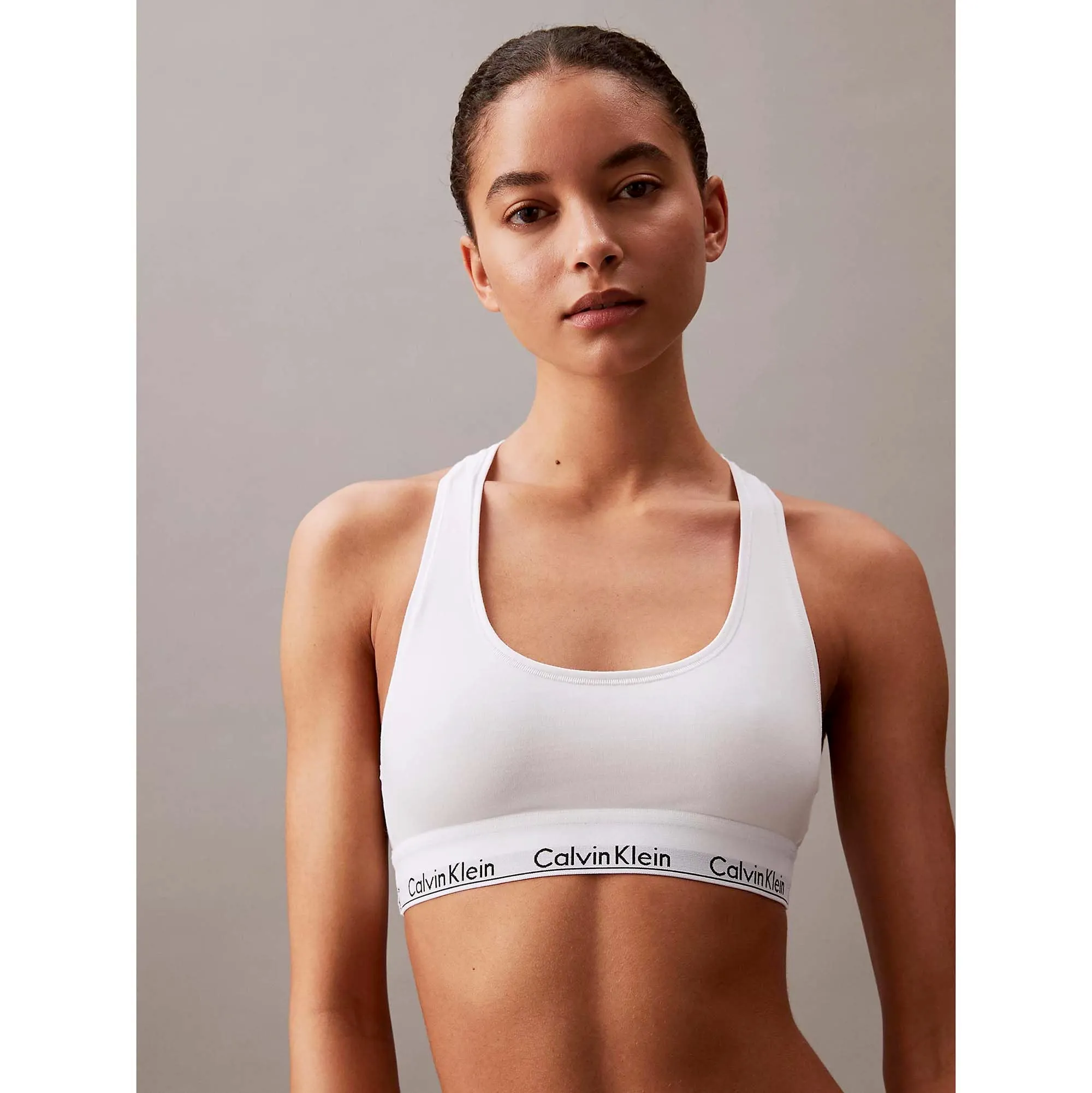 Calvin Klein Donna Reggiseno a Bralette Unlined Sportivo, Bianco, S - immagine 3
