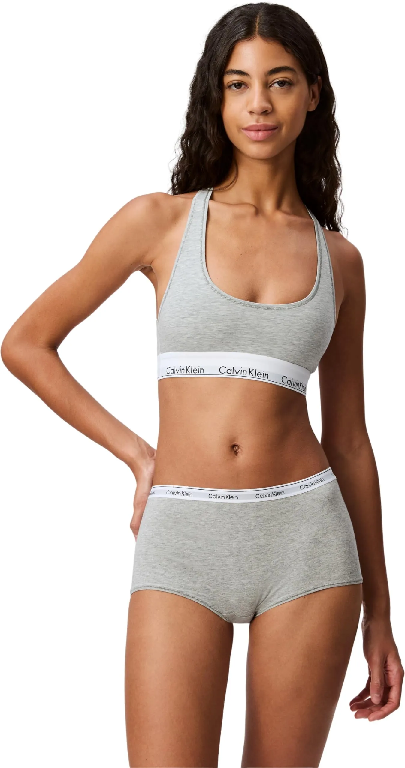 Calvin Klein Donna Reggiseno a Bralette Unlined Sportivo, Grey Heather, S - immagine 1
