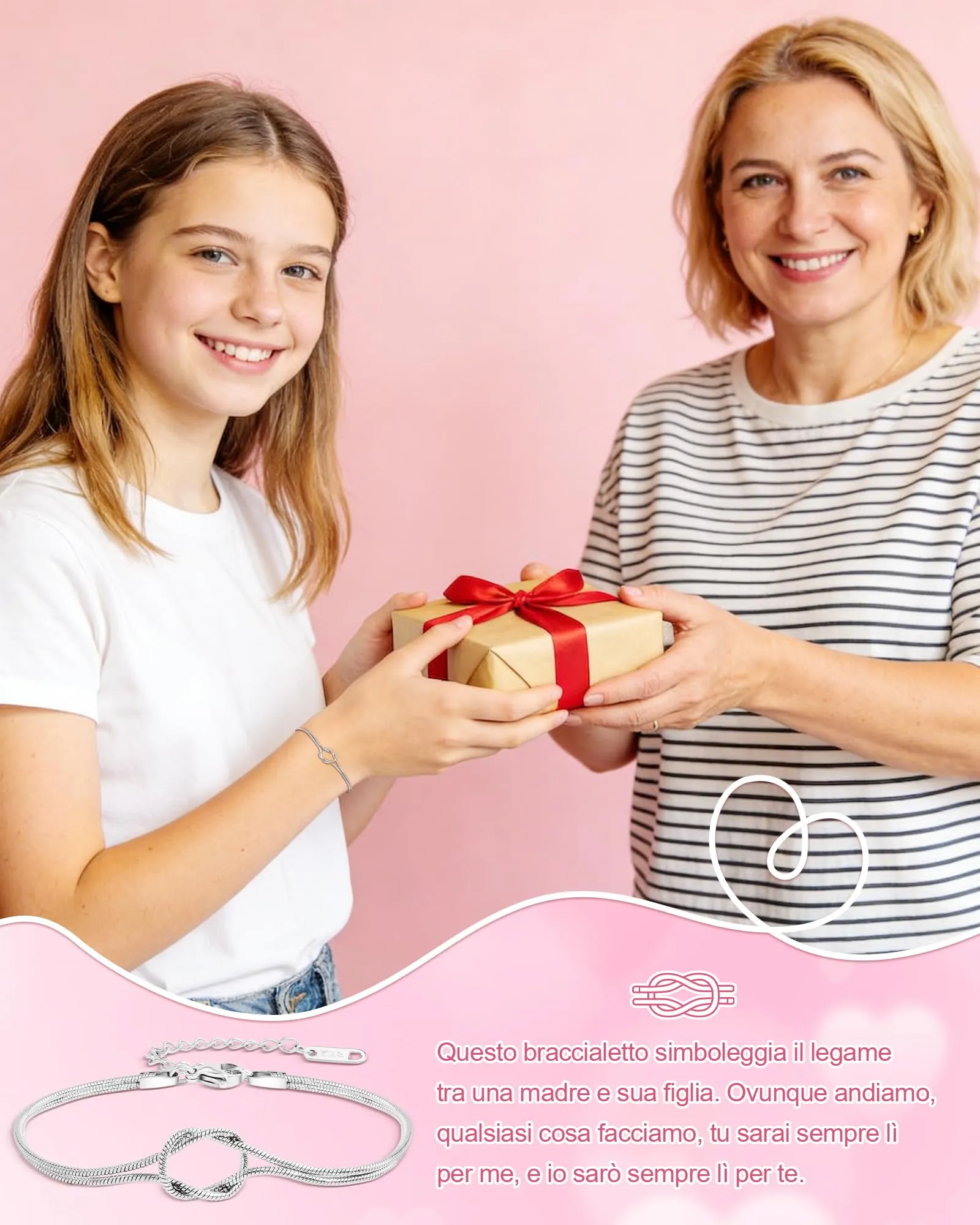 Cheerslife Bracciale Nodo Infinito in Argento con Confezione Regalo e Biglietto - immagine 2
