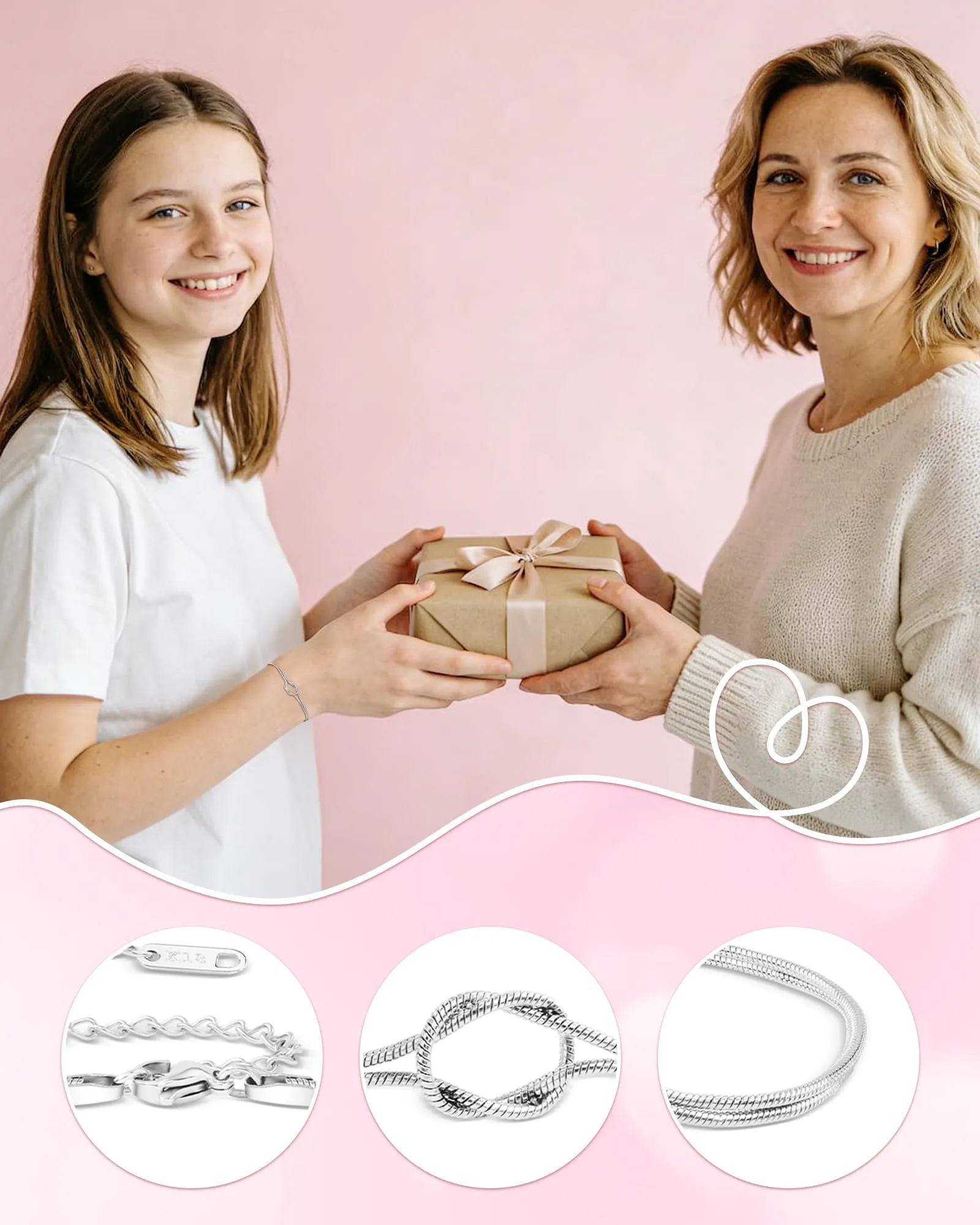 Cheerslife Bracciale Nodo Infinito in Argento con Confezione Regalo e Biglietto - immagine 5