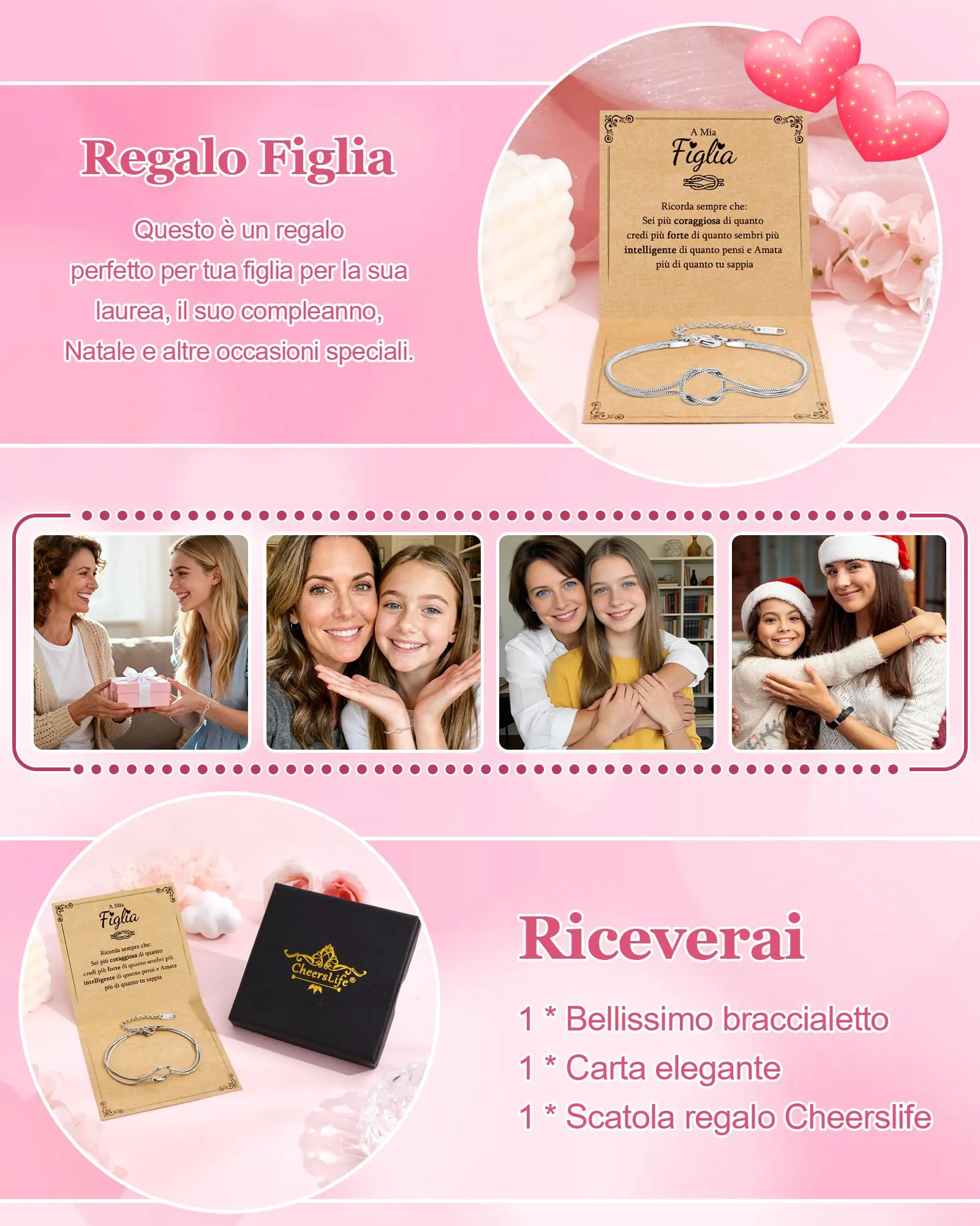 Cheerslife Bracciale Nodo Infinito in Argento con Confezione Regalo e Biglietto - immagine 6