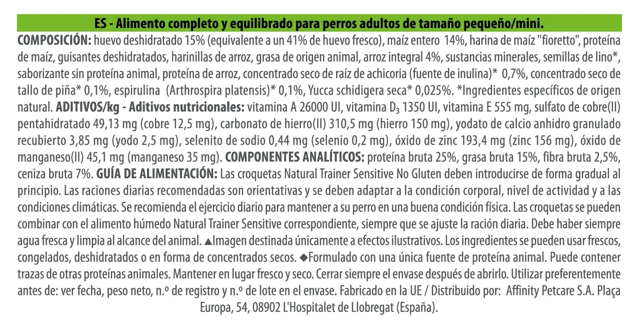 Trainer Natural Sensitive No Gluten Dog Food for Adult Small & Toy Dogs with Egg and Whole Grains, 2kg - immagine 7
