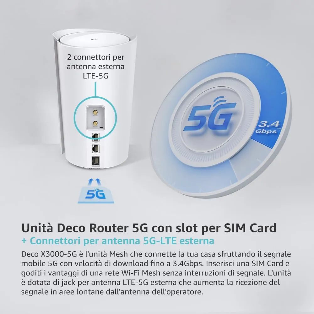 TP-Link Deco X3000-5G Mesh WiFi 6 AX3000 Router 5G con SIM - immagine 3