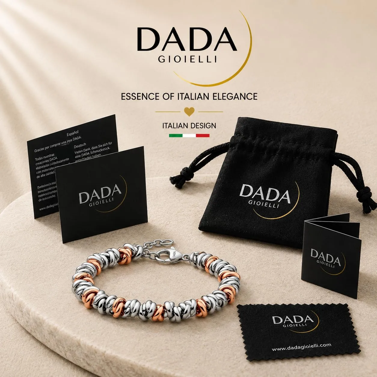 Dada Gioielli Bracciale Donna Nodini Intrecciati Acciaio Oro Rosa - immagine 5