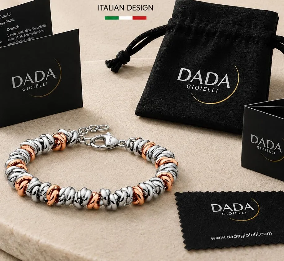 Dada Gioielli Bracciale Donna Nodini Intrecciati Acciaio Oro Rosa - immagine 7