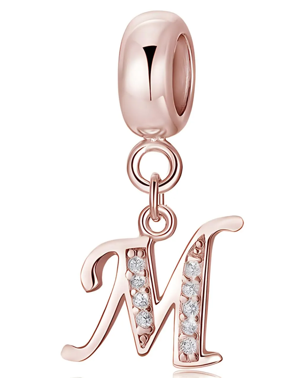 XWN Lettera Bead Charm Alfabeto in Argento Sterling 925 con Cubic Zirconia per Braccialetti e Collane Europei - immagine 1
