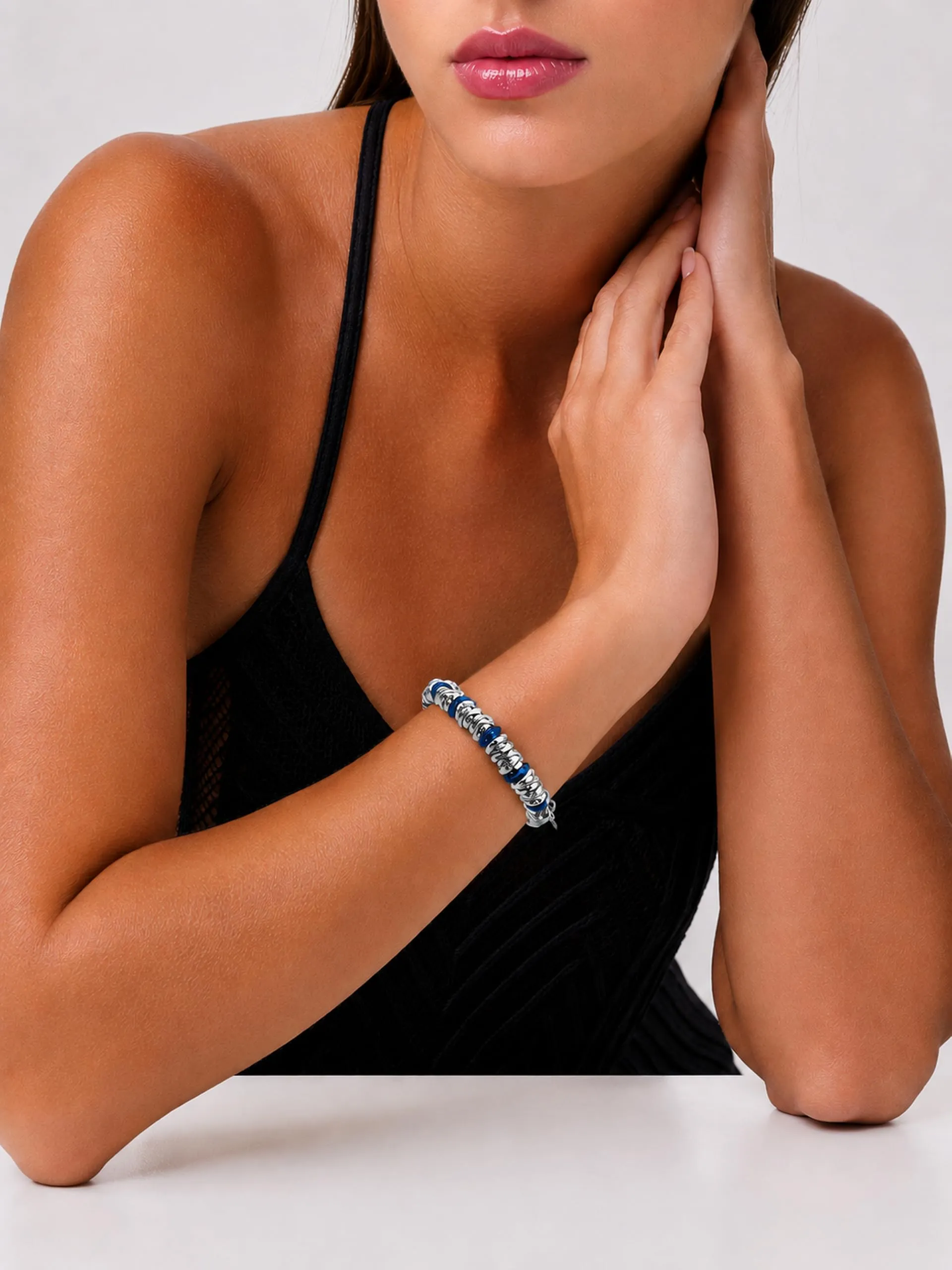 Dada Gioielli Bracciale Donna Anelli Intrecciati a Nodino in Acciaio (Set 4 colori) - immagine 2