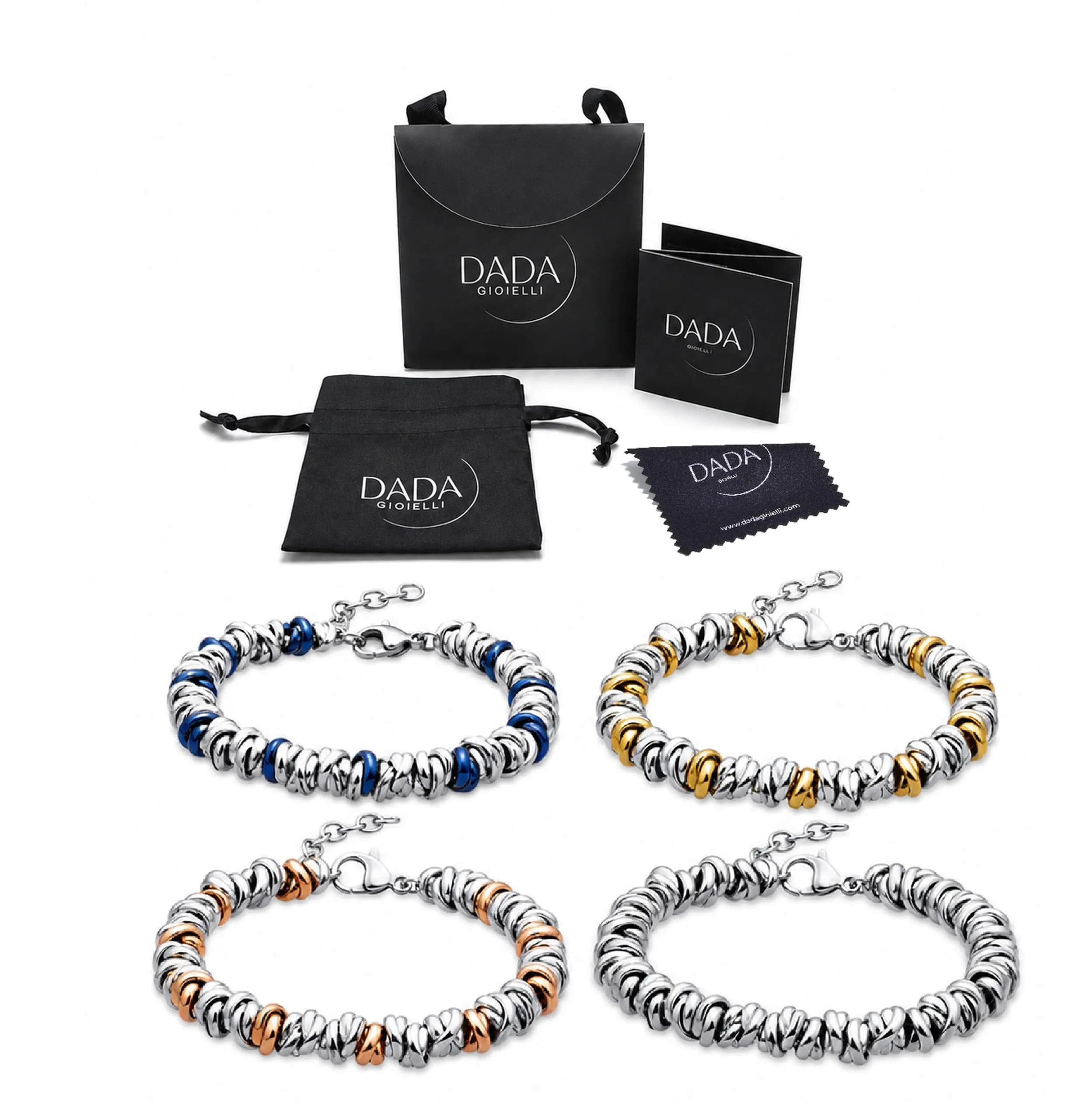 Dada Gioielli Bracciale Donna Anelli Intrecciati a Nodino in Acciaio (Set 4 colori) - immagine 8
