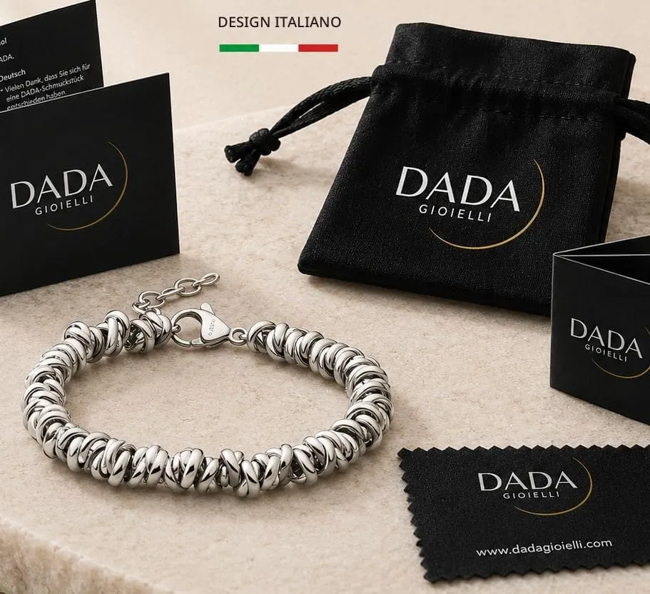 Dada Gioielli Bracciale Donna Anelli Intrecciati a Nodino in Acciaio (Multicolor Blu+Argento) - immagine 5