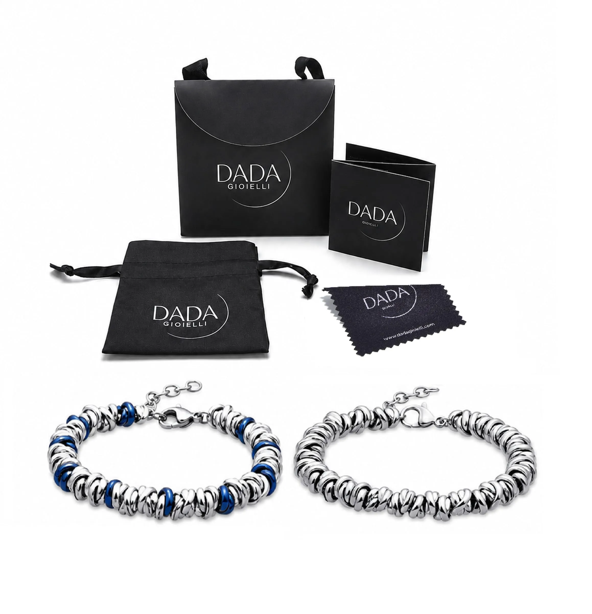 Dada Gioielli Bracciale Donna Anelli Intrecciati a Nodino in Acciaio (Multicolor Blu+Argento) - immagine 6