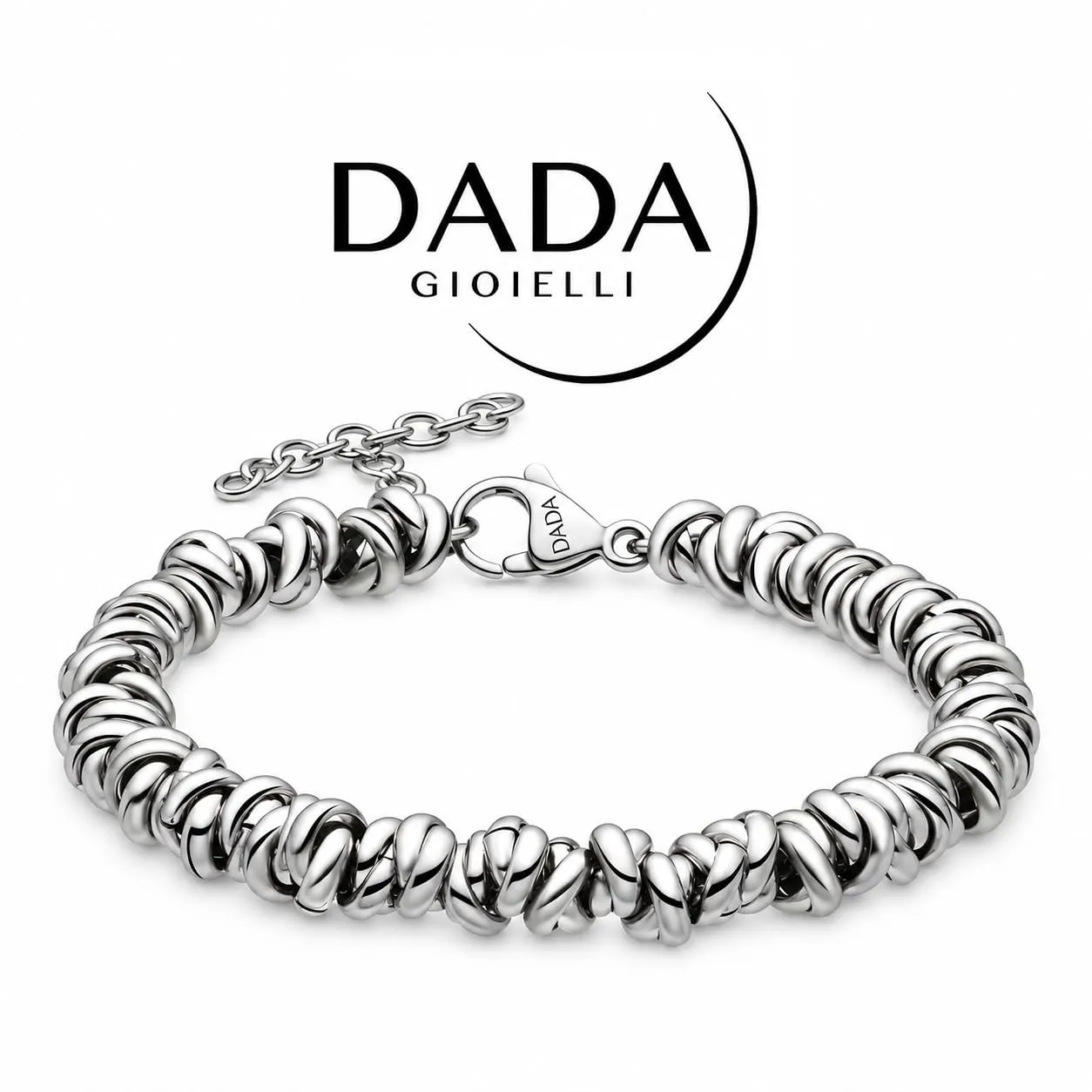 Dada Gioielli Bracciale Donna Anelli Intrecciati a Nodino in Acciaio (Multicolor Blu+Argento) - immagine 9