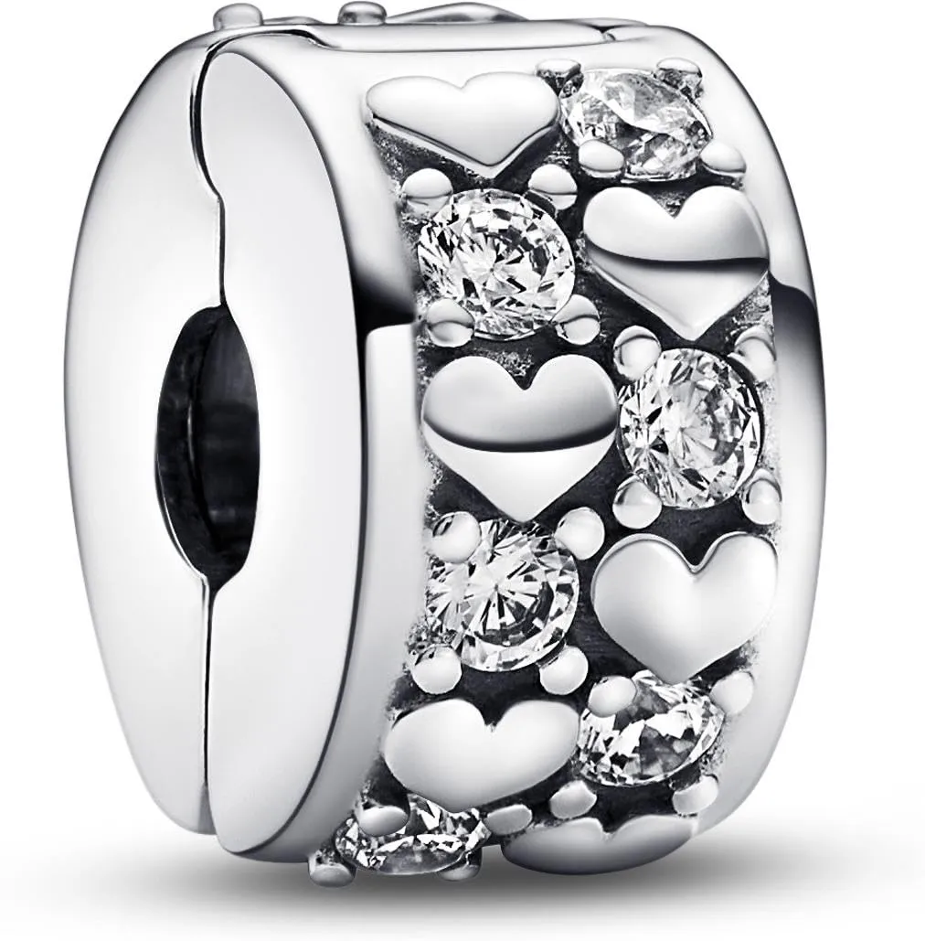 Pandora Moments Clip Cuore in Argento Sterling con Zirconia Cubica Trasparente 792235C01 - immagine 1
