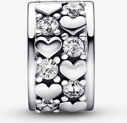 Pandora Moments Clip Cuore in Argento Sterling con Zirconia Cubica Trasparente 792235C01 - immagine 3