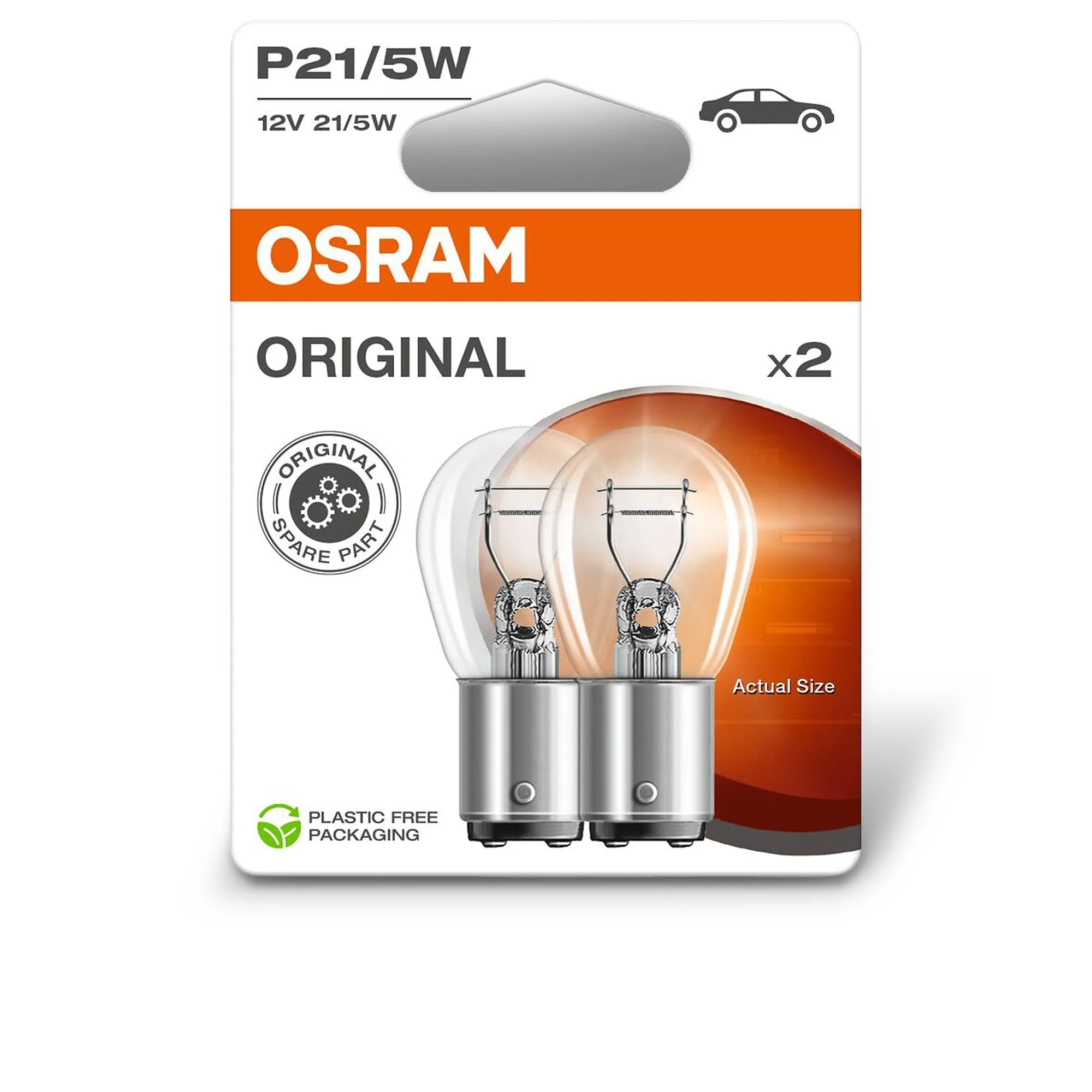 Osram Original Line 12V P21/5W Signal Lamp, Metal Base (2 Lamps) - immagine 1