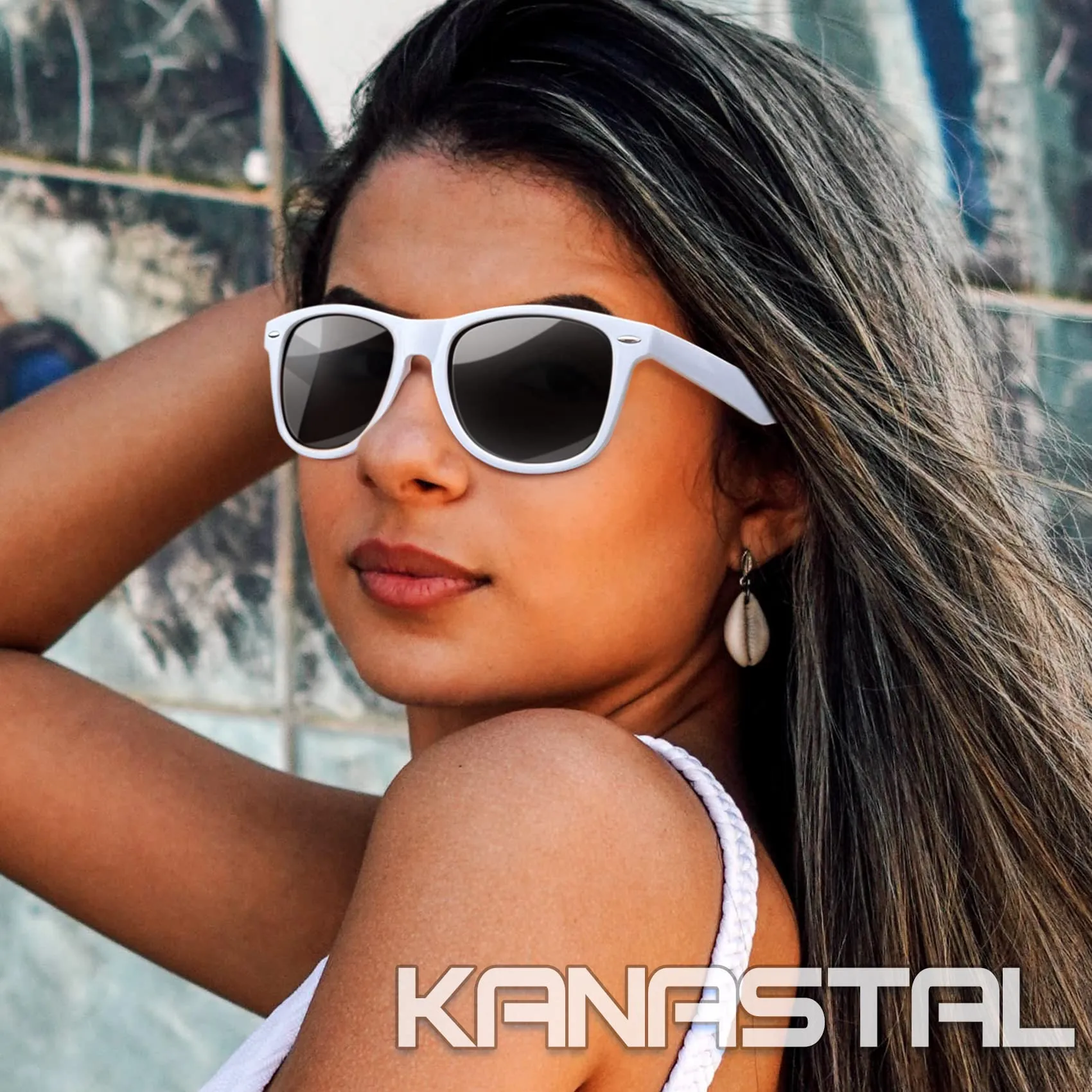 KANASTAL Occhiali da Sole Polarizzati UV400 per Uomo e Donna, Neri e Bianchi - immagine 2