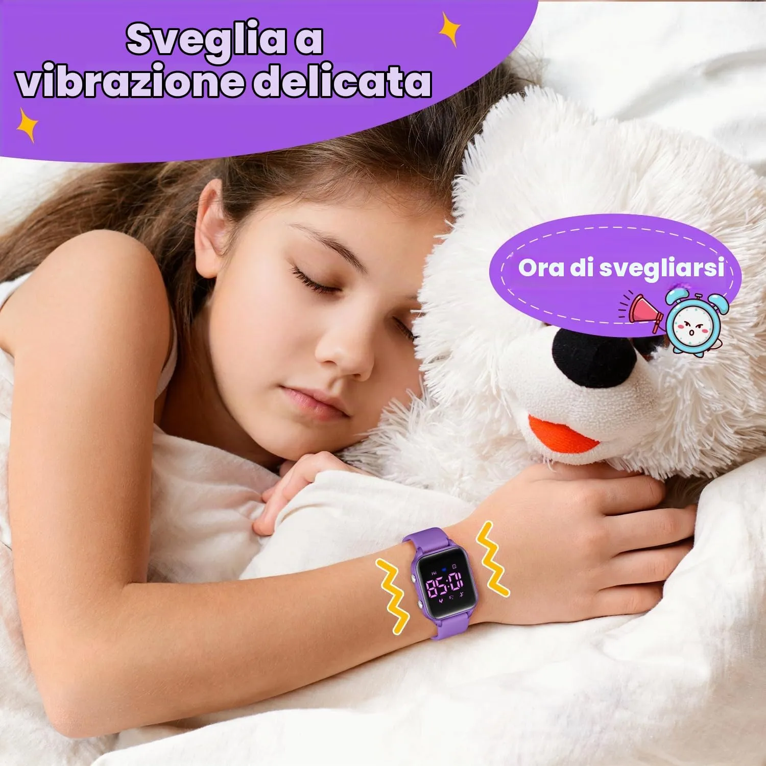 Timever Orologio Digitale per Bambini con Contapassi, Sveglia, Cronometro, Luce e Data - Cinturino in Silicone - immagine 6