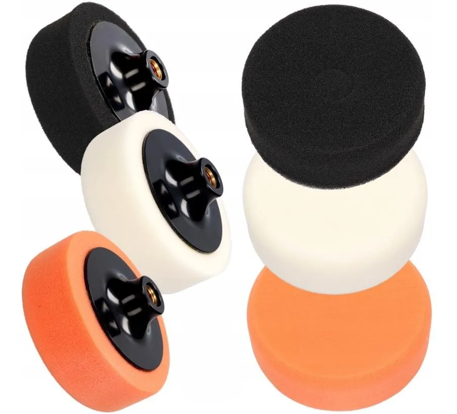 INfloo Set 3 Tamponi Lucidatura Auto 125 mm M14, Spugne Morbida Media Dura per Polish, Compound e Cera - immagine 1
