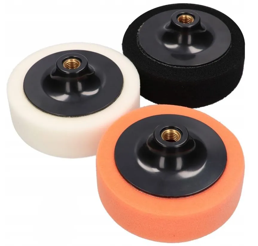 INfloo Set 3 Tamponi Lucidatura Auto 125 mm M14, Spugne Morbida Media Dura per Polish, Compound e Cera - immagine 5