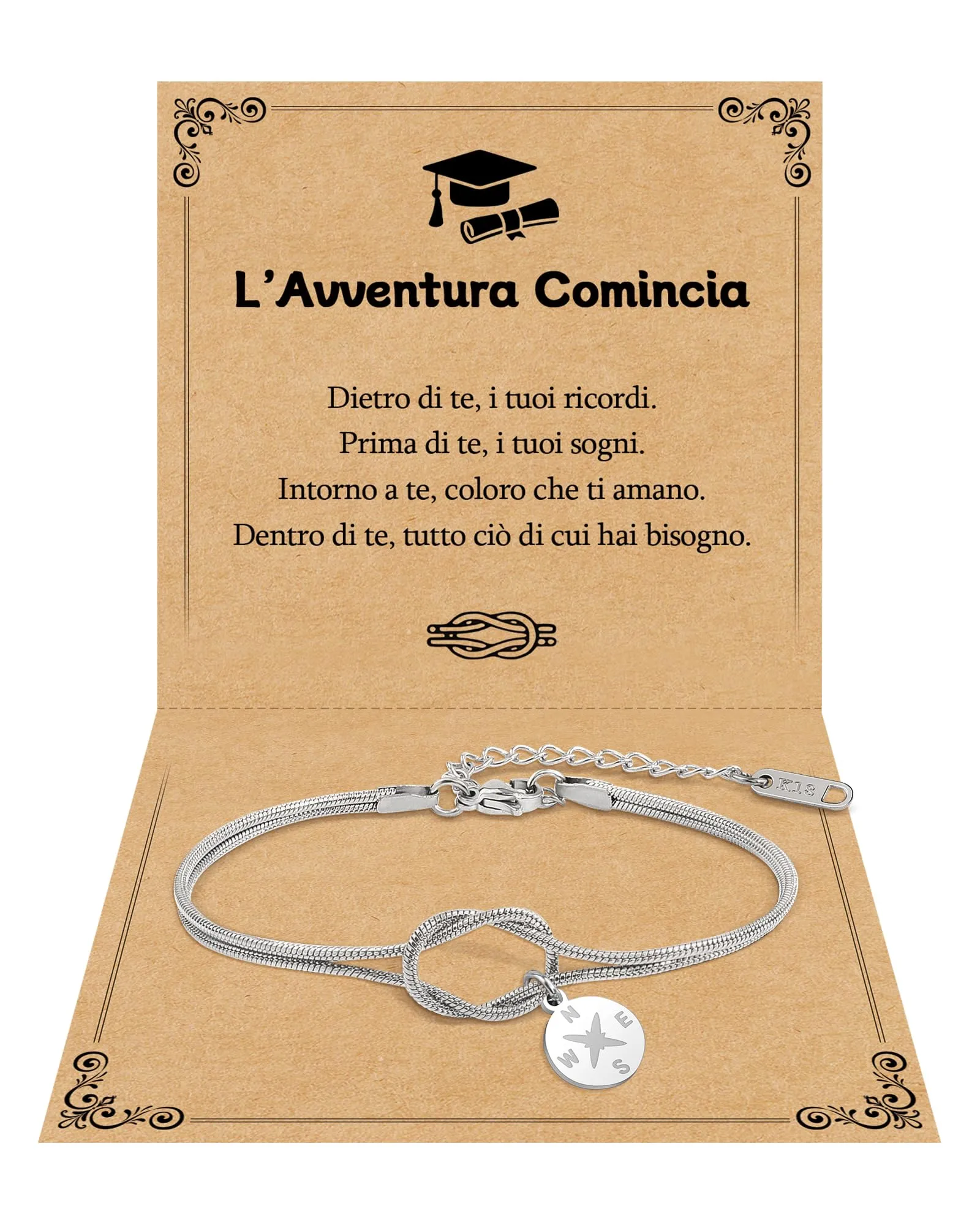 Cheerslife Bracciale con Ciondolo a Bussola per Laurea Donna - immagine 1