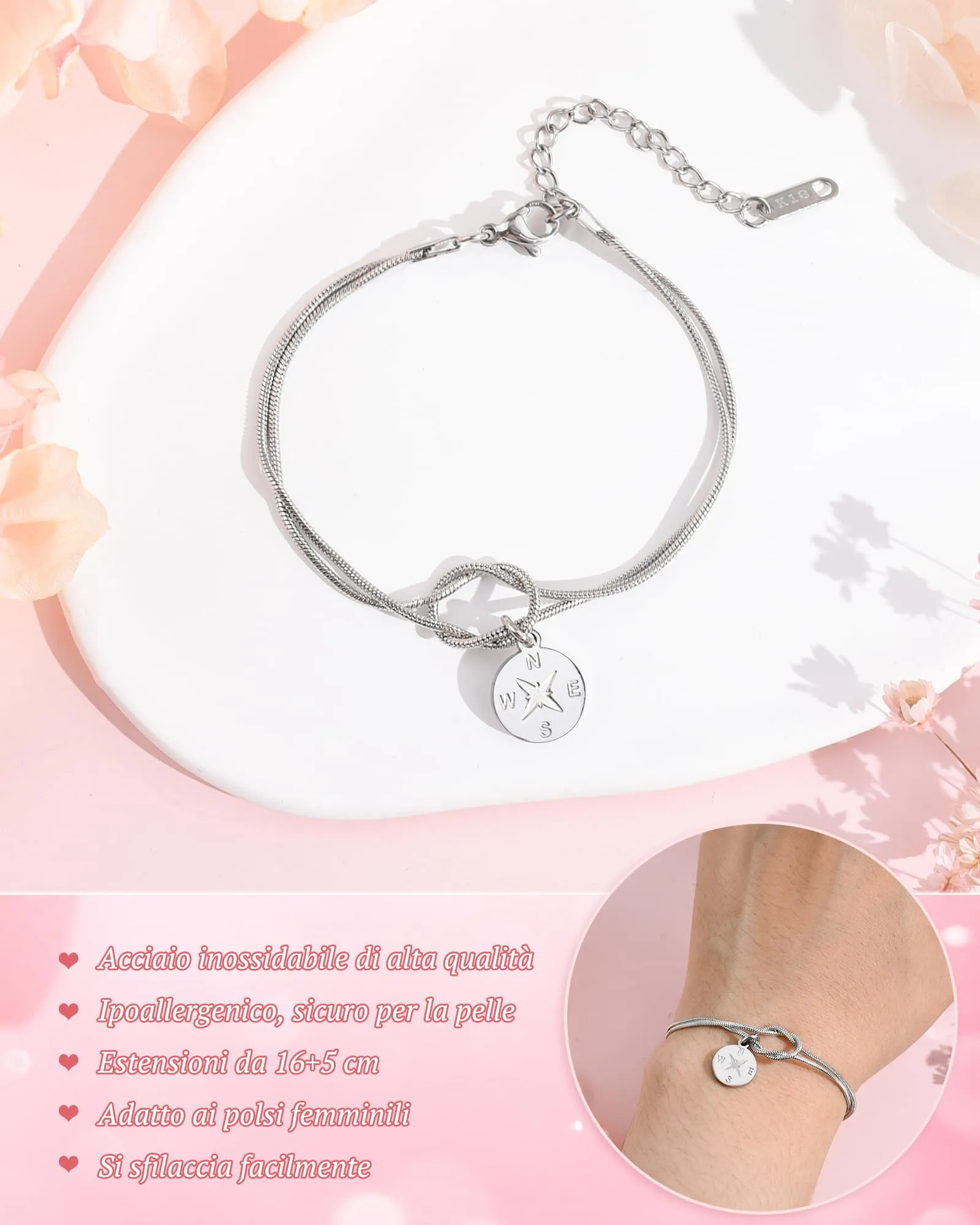 Cheerslife Bracciale con Ciondolo a Bussola per Laurea Donna - immagine 4