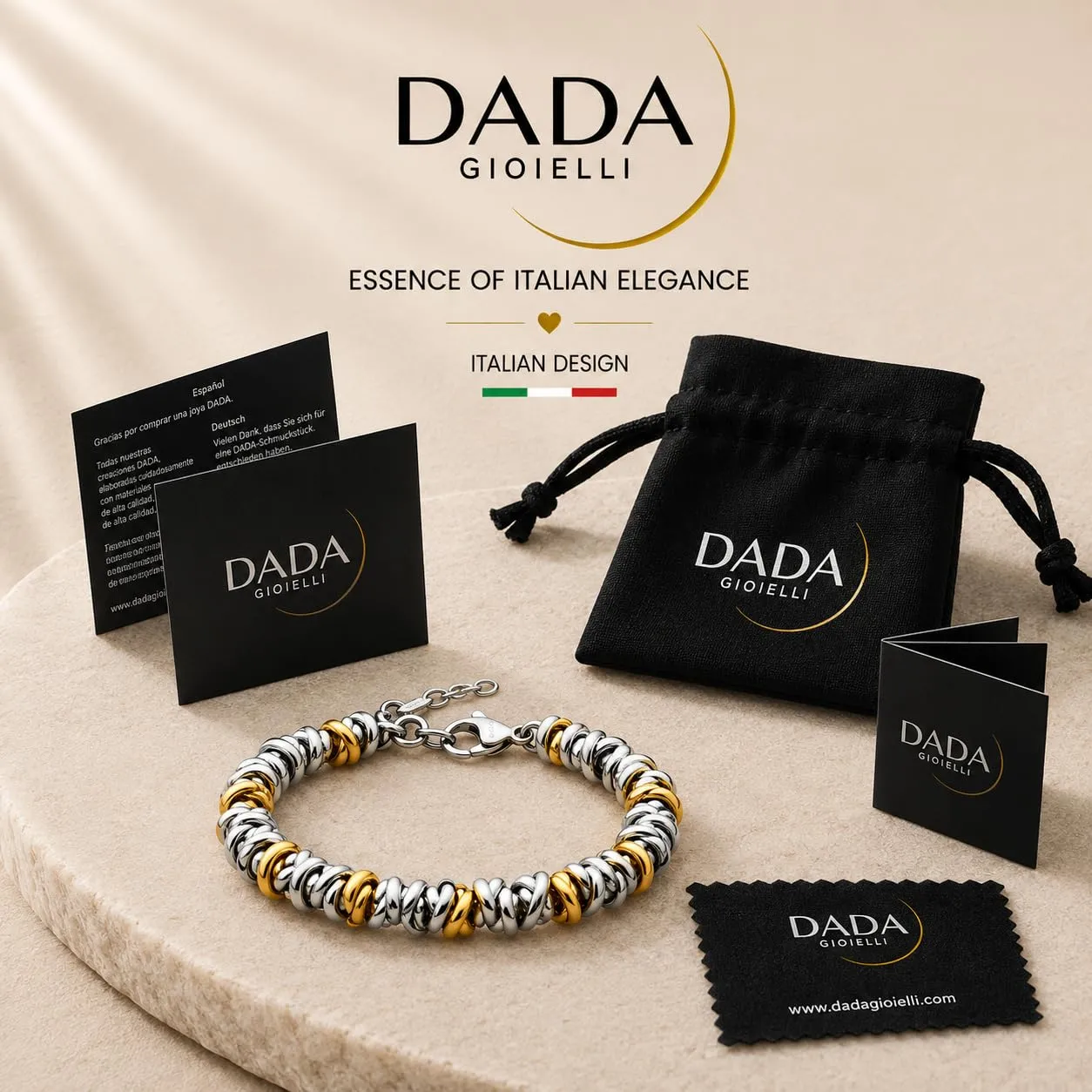 Dada Gioielli Bracciale Donna Nodini Intrecciati Acciaio Oro - immagine 5