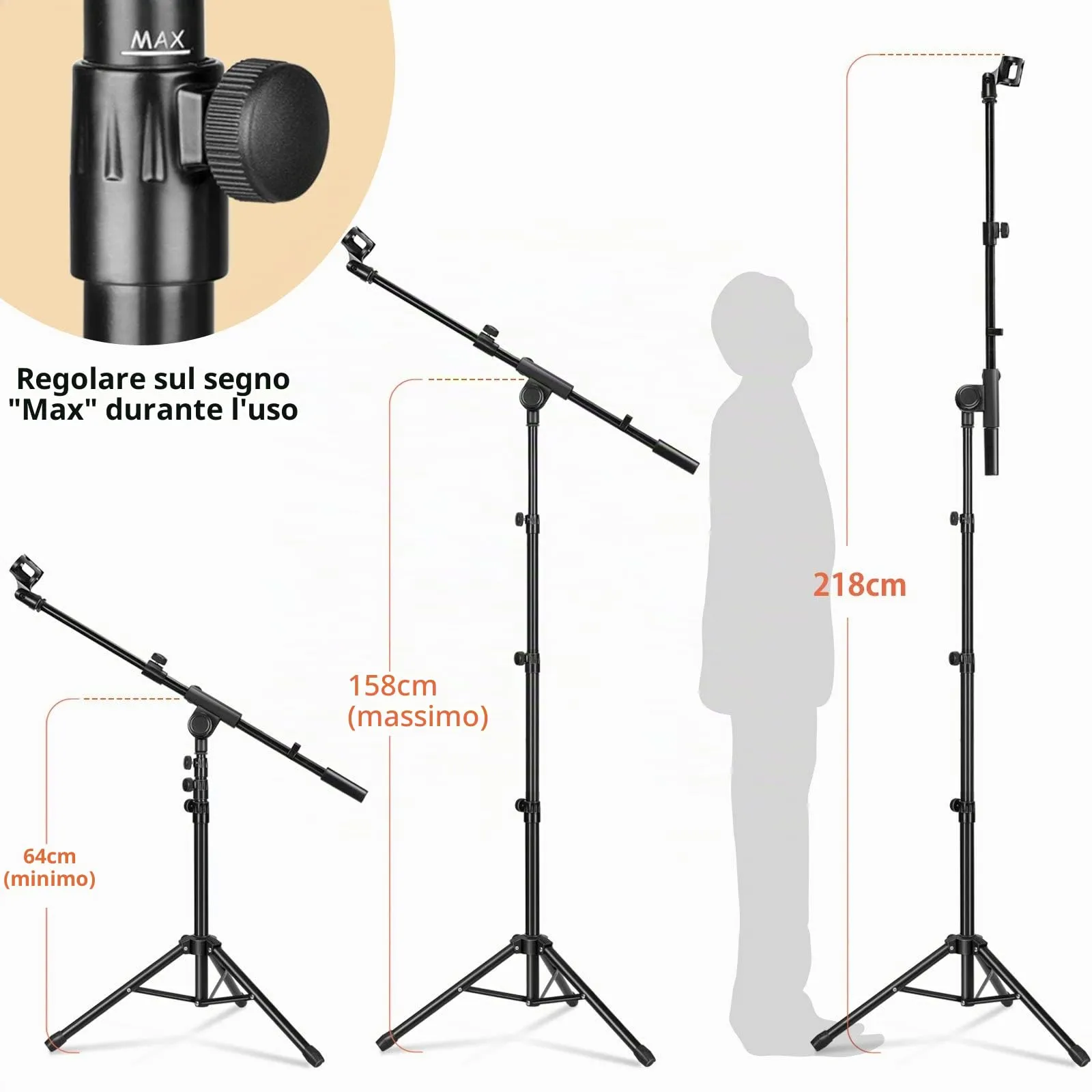 CAHAYA Asta Microfono 2-in-1 con Braccio a Giraffa Regolabile - immagine 2