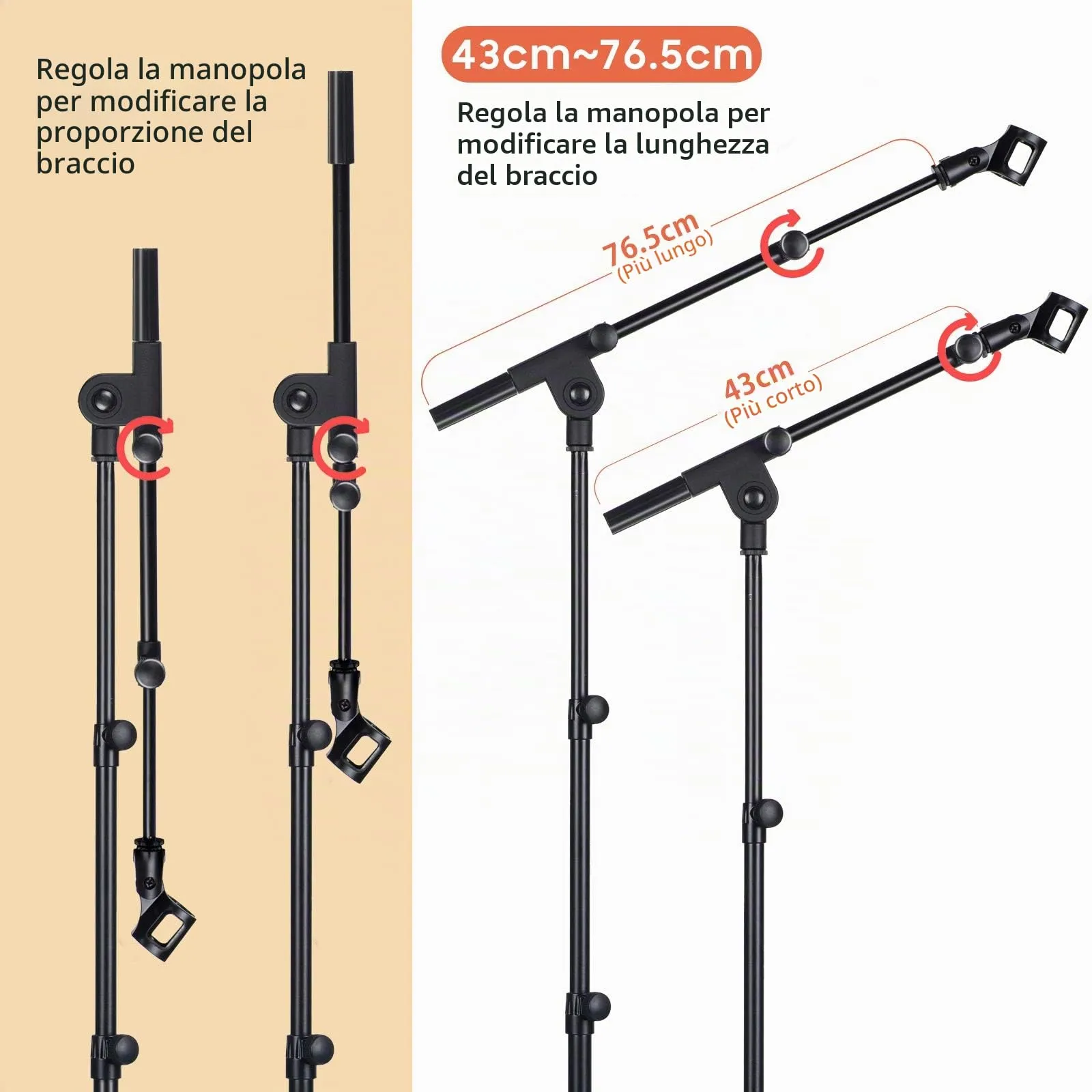 CAHAYA Asta Microfono 2-in-1 con Braccio a Giraffa Regolabile - immagine 3