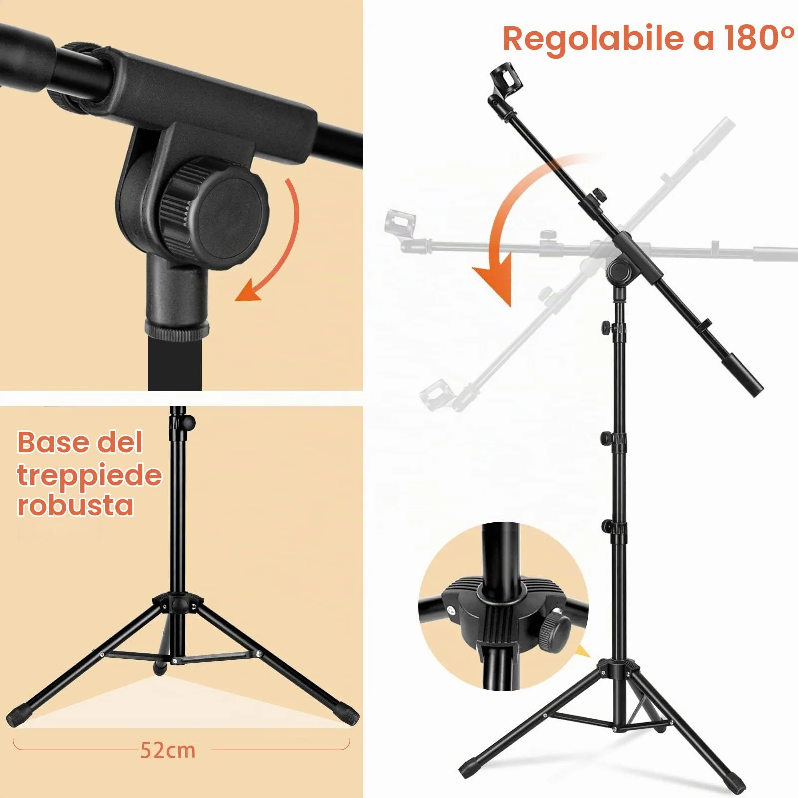 CAHAYA Asta Microfono 2-in-1 con Braccio a Giraffa Regolabile - immagine 4