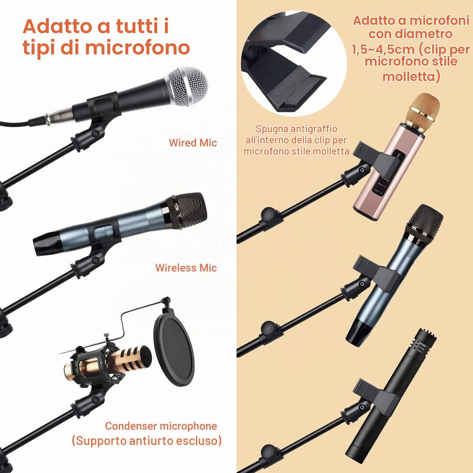 CAHAYA Asta Microfono 2-in-1 con Braccio a Giraffa Regolabile - immagine 9