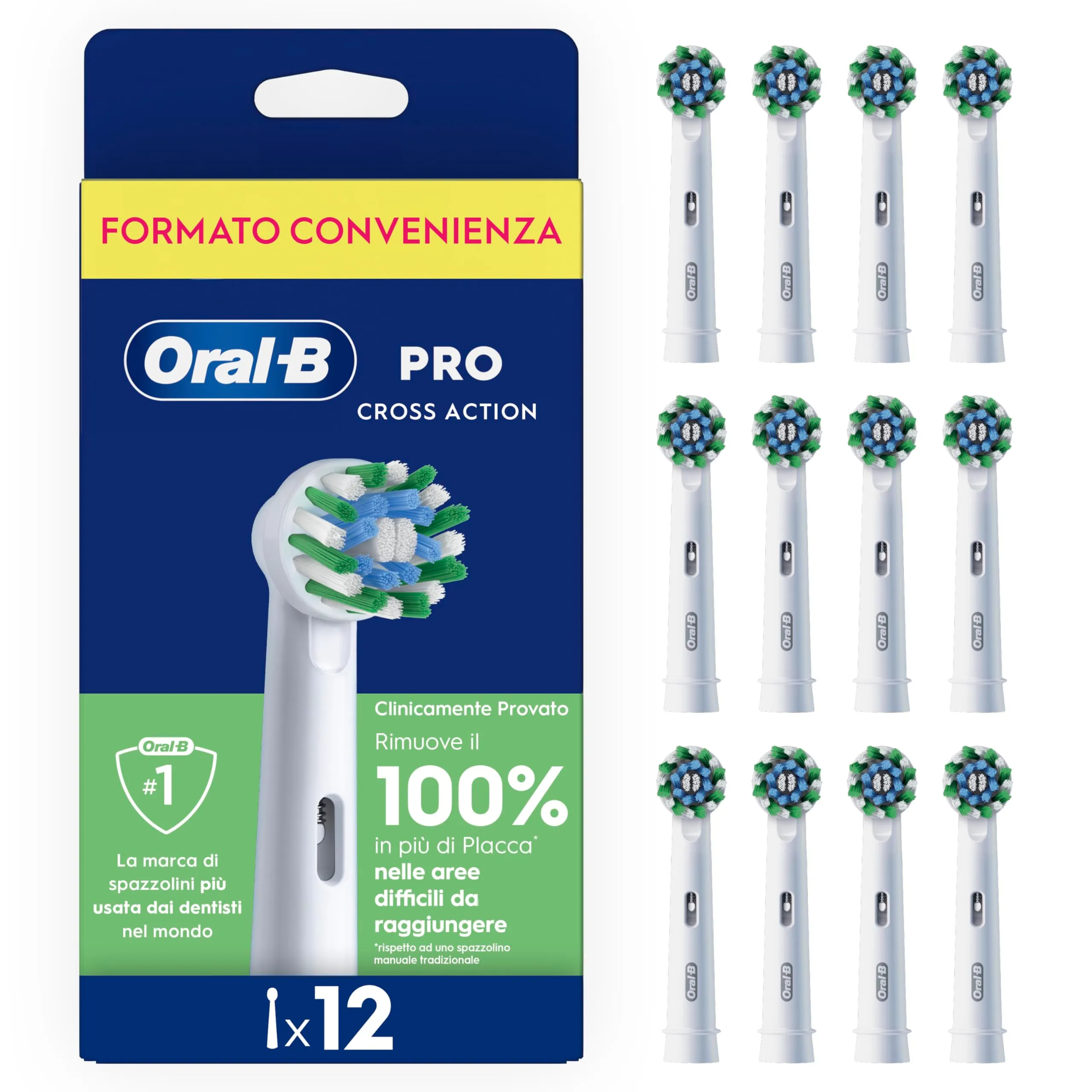 Oral-B Pro Cross Action Testine di Ricambio, Bianche, 12 Ricambi - immagine 1