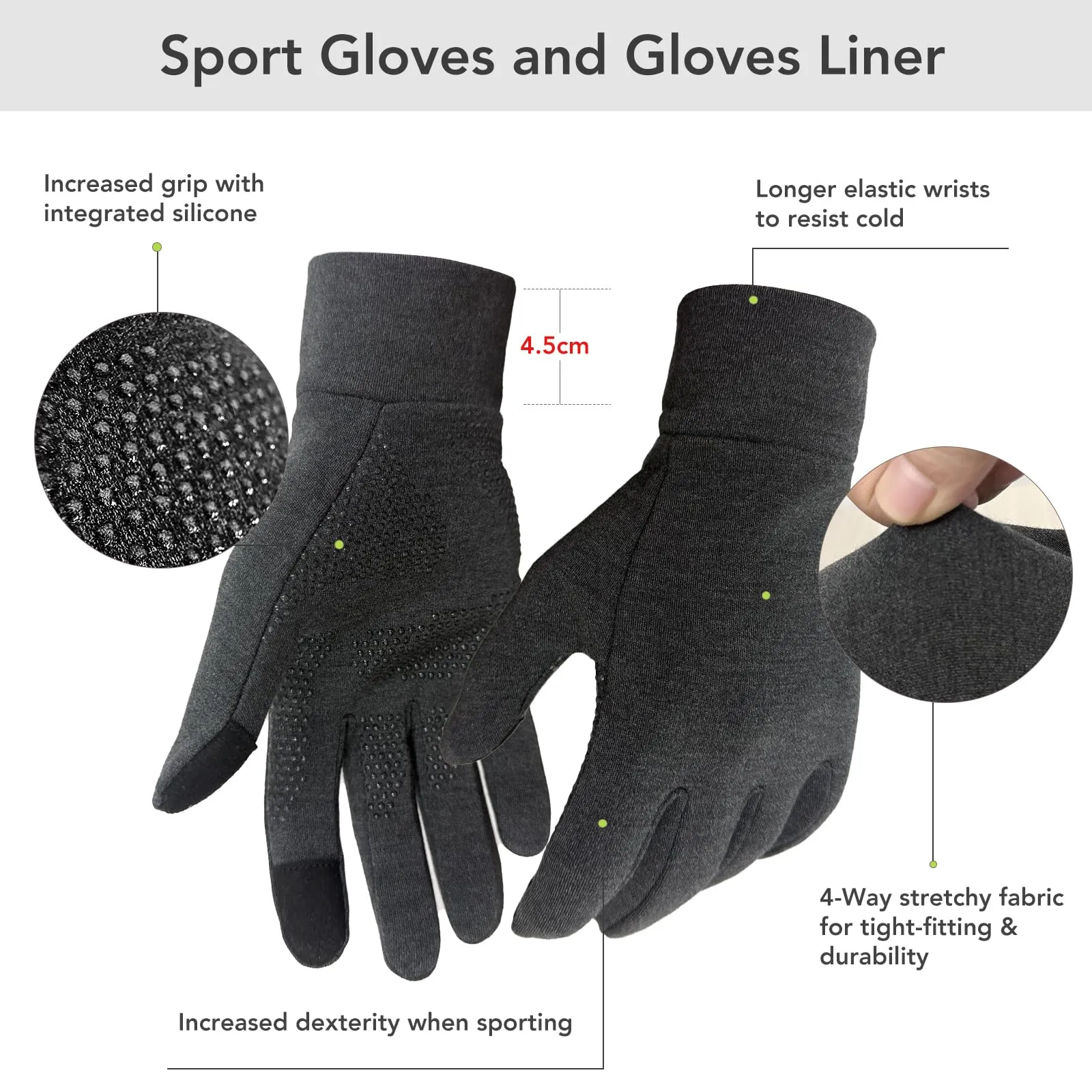 Unigear Guanti Termici Invernali Touchscreen per Uomo e Donna, Grigio Scuro, Taglia L - immagine 3