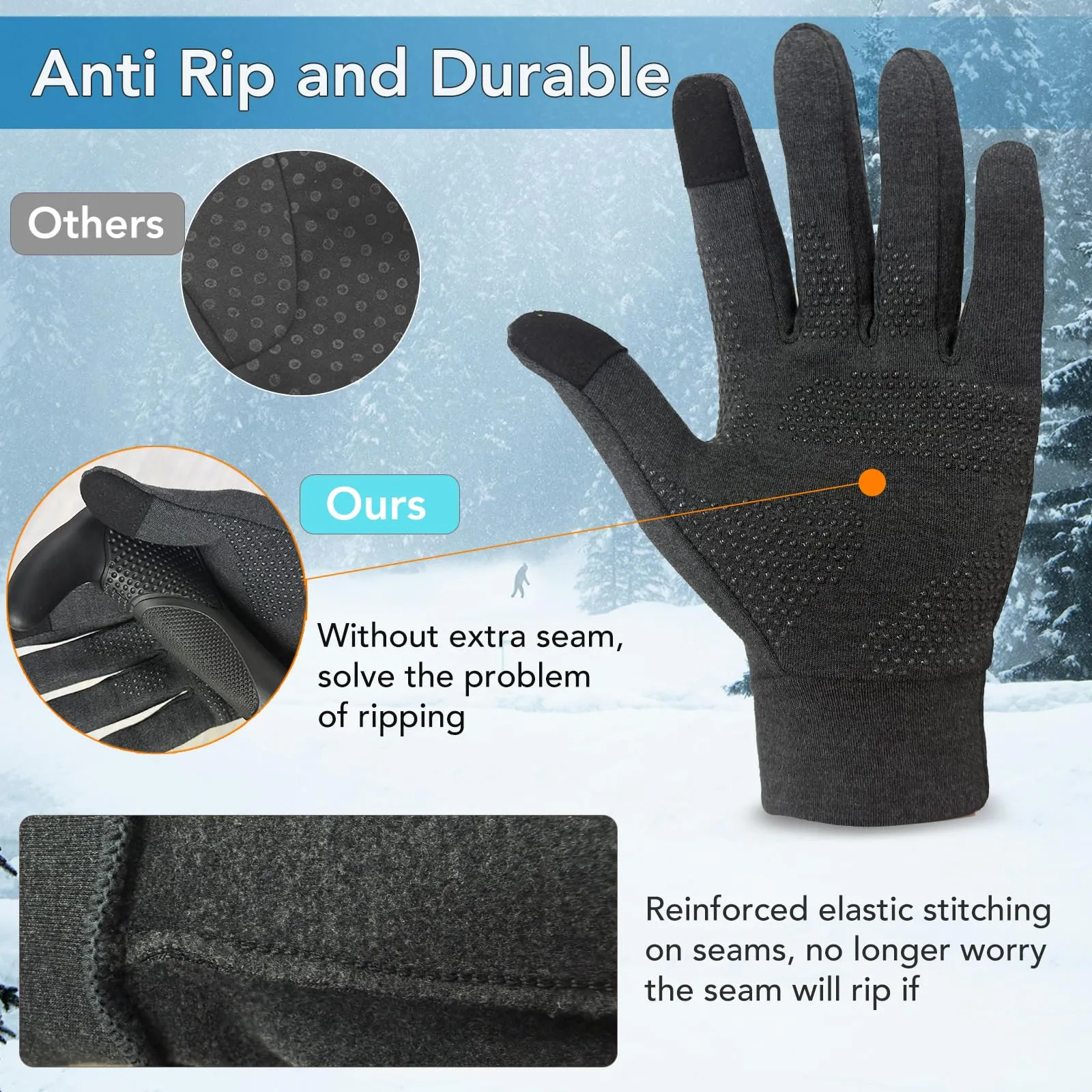Unigear Guanti Termici Invernali Touchscreen per Uomo e Donna, Grigio Scuro, Taglia L - immagine 4
