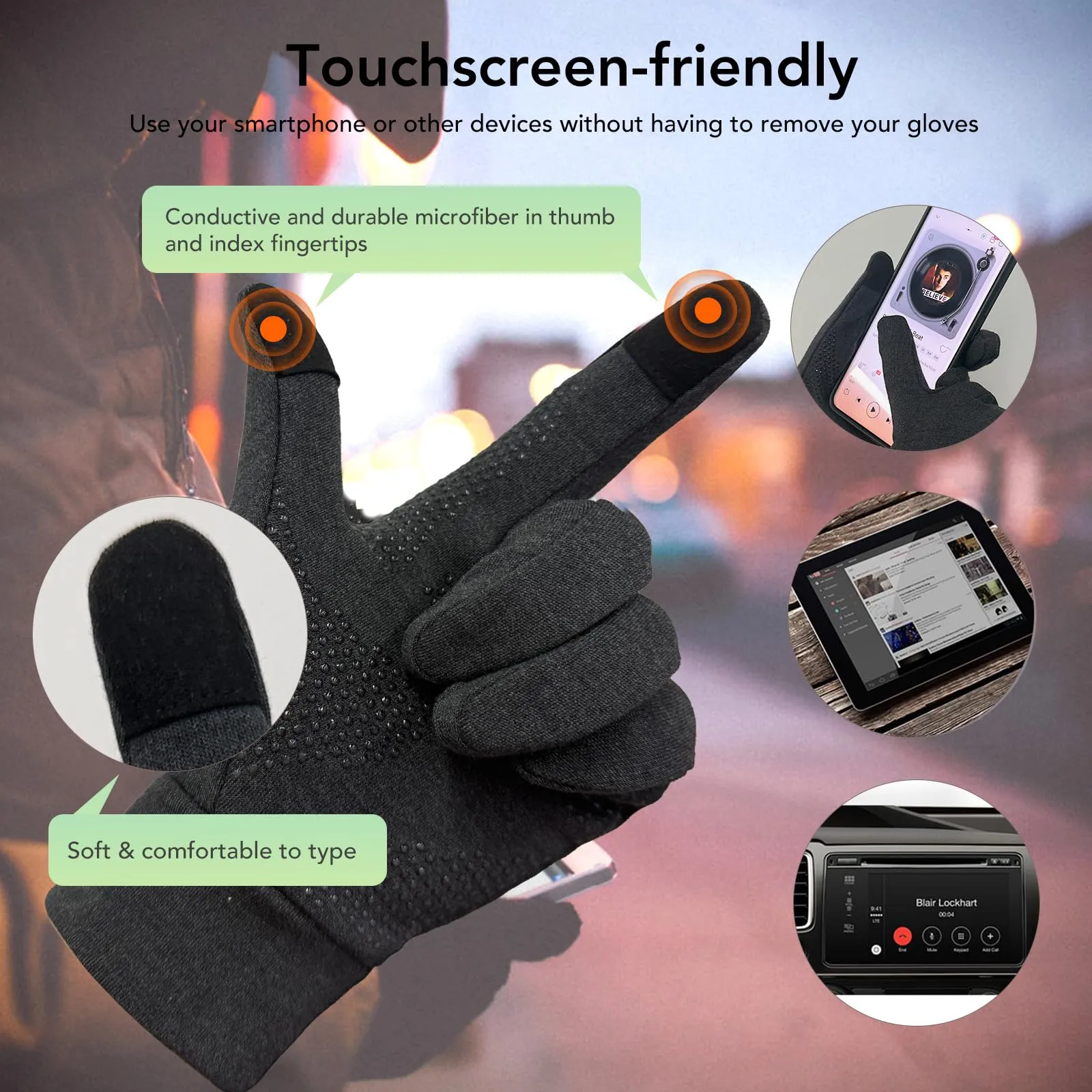Unigear Guanti Termici Invernali Touchscreen per Uomo e Donna, Grigio Scuro, Taglia L - immagine 5