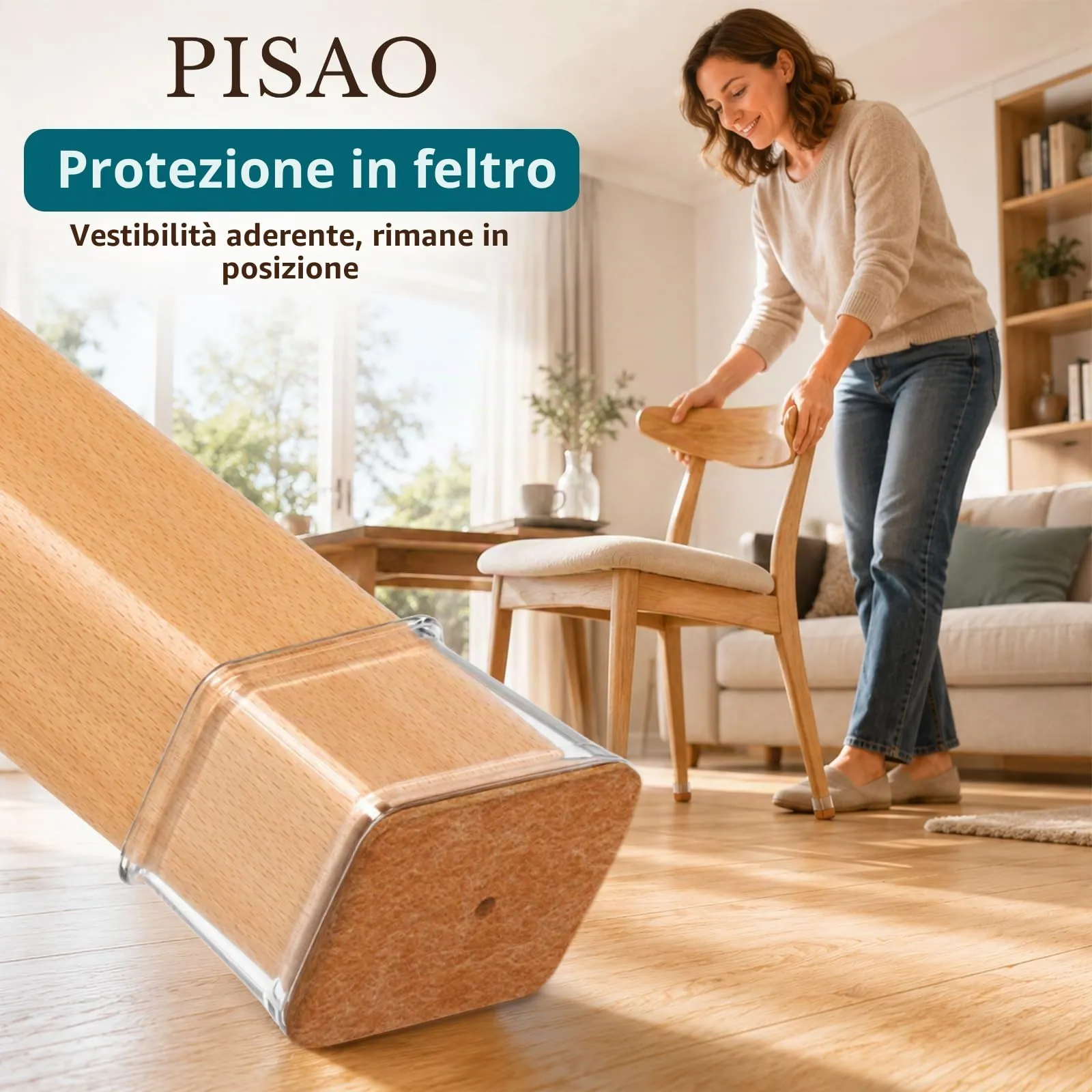 PISAO Gommini per Sedie, 24 Pezzi, Taglia L (38-50 mm x 19-25 mm) - immagine 4