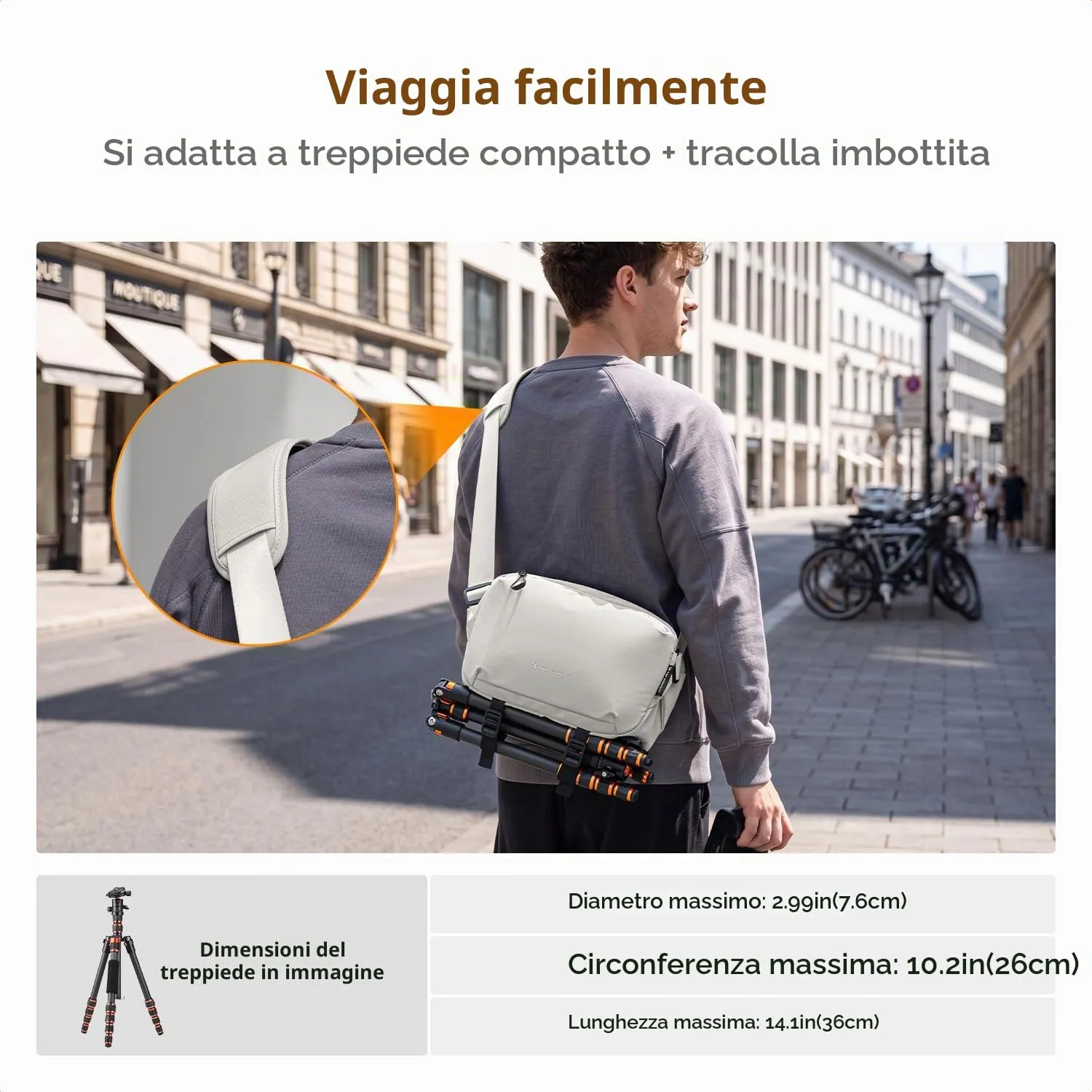 K&F CONCEPT Zaino Fotografico Impermeabile, Taglia M, Bianco, KF13.157V10 - immagine 5