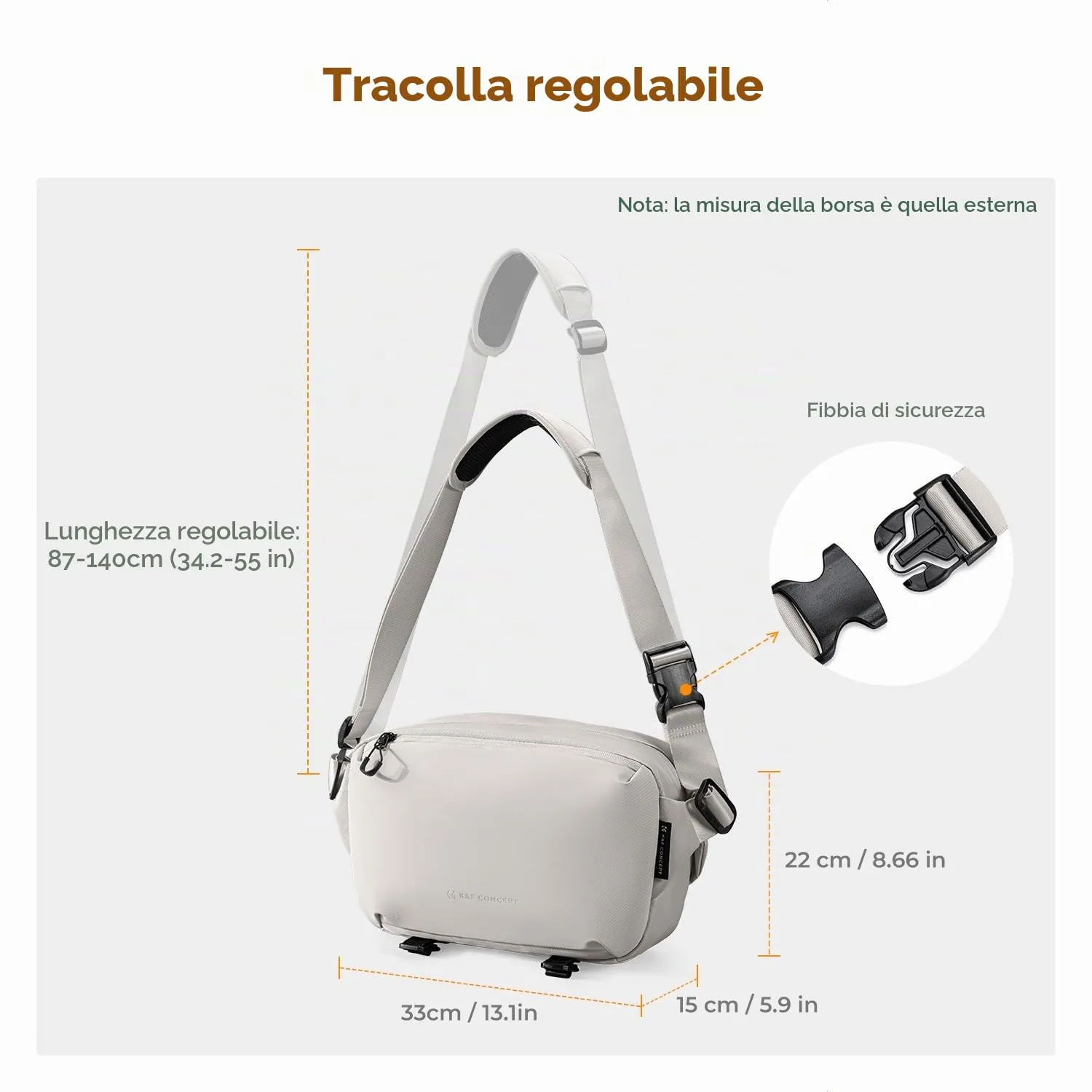 K&F CONCEPT Zaino Fotografico Impermeabile, Taglia M, Bianco, KF13.157V10 - immagine 6